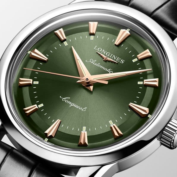 Longines Longines Conquest Heritage L1.649.4.02.2, heritage швейцария мужские часы на браслете кожаный боковой вид