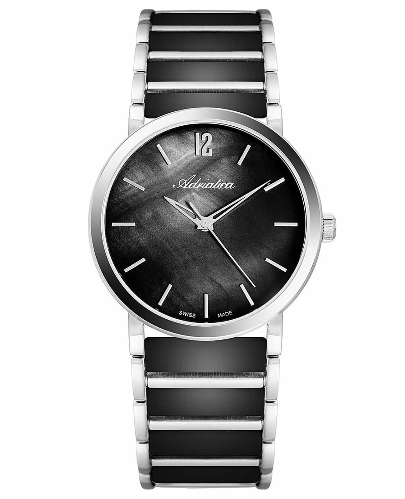 Adriatica Adriatica Ceramic A3721.E15MQ  A3721.E15MQ кварцевые женские часы перламутровый циферблат, браслет сталь + керамические вставки — вид спереди