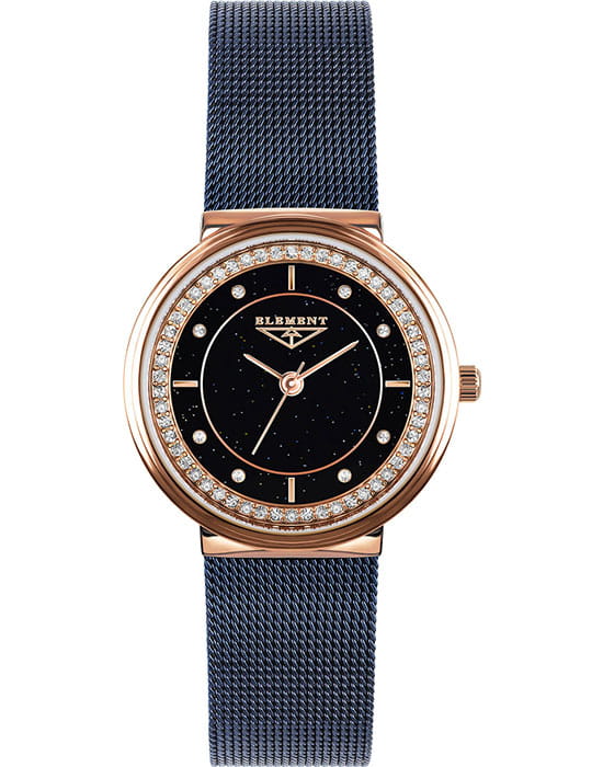 33 Element 33 Element 331710  331710 кварцевые женские часы черный циферблат, браслет сталь с ip покрытием — вид спереди