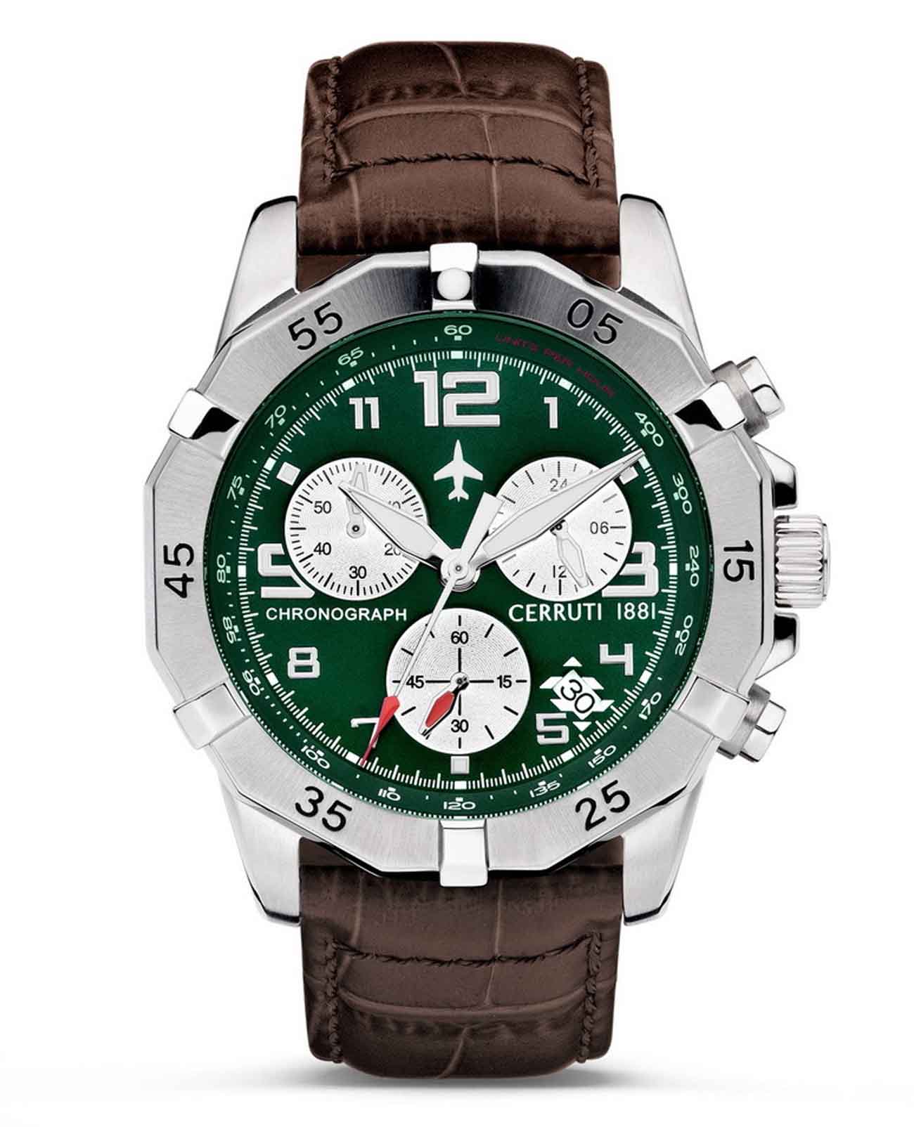 Cerruti 1881 Cerruti 1881 Manciano CIWGC2224402  CIWGC2224402 кварцевые мужские часы зеленый циферблат, браслет кожаный — вид спереди