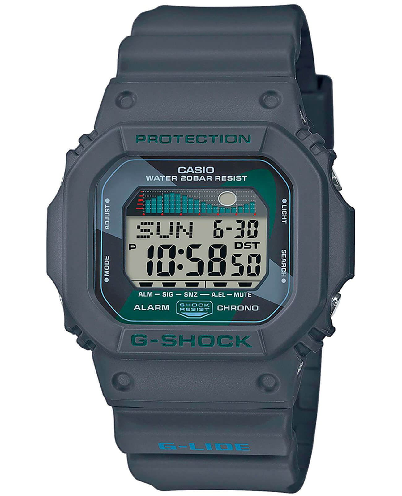 Casio Casio G-Shock GLX-5600VH-1  GLX-5600VH-1ER электронные мужские часы серый циферблат, браслет пластик — вид спереди