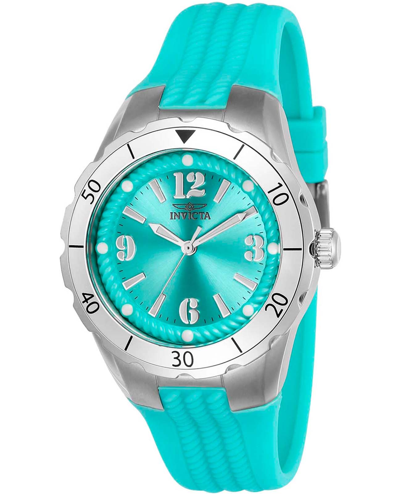 Invicta Invicta Angel IN24124  IN24124 кварцевые женские часы синий циферблат, браслет силикон — вид спереди