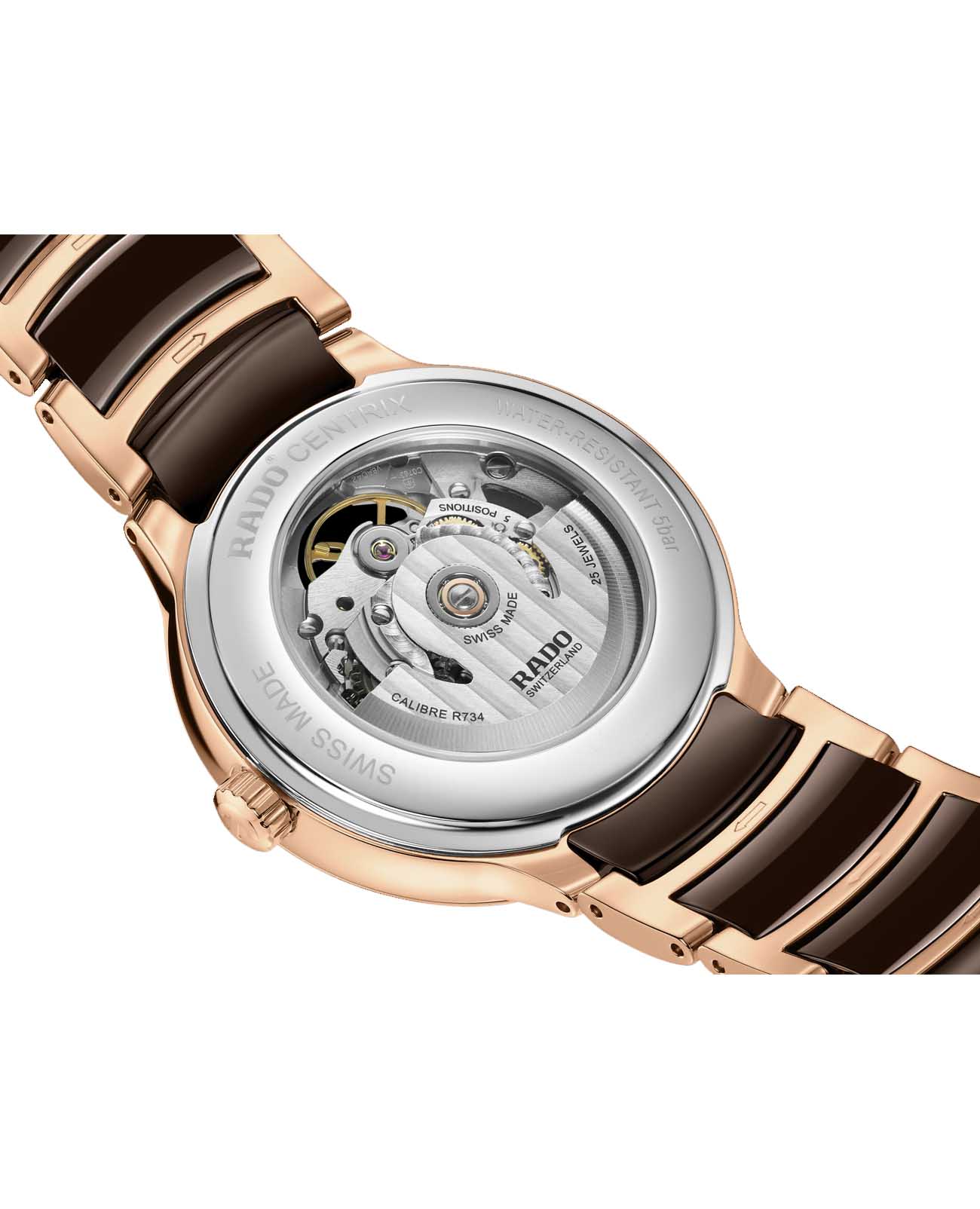 Rado Rado Centrix Automatic Diamonds Open Heart R30028902, centrix швейцария женские часы на браслете высокотехнологичная керамика + нержавеющая сталь с pvd покрытием боковой вид