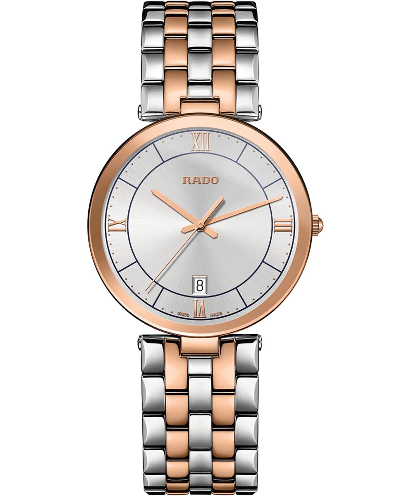 Rado Rado Florence R48869103  R48869103 кварцевые мужские часы серебристый циферблат, браслет нержавеющая сталь с pvd-покрытием — вид спереди
