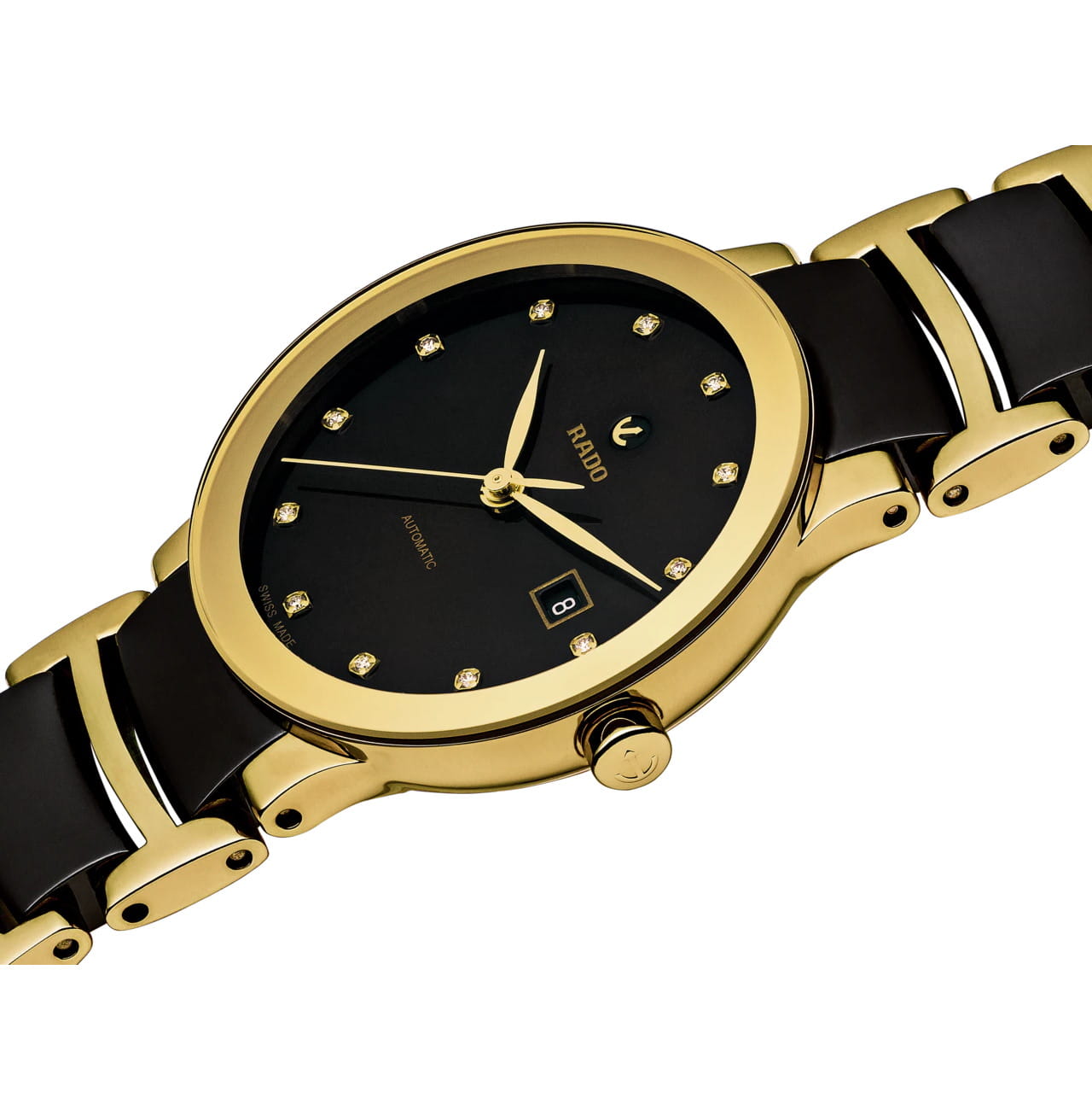 Rado Rado Centrix Automatic Diamonds R30080762, centrix швейцария женские часы на браслете сталь + pvd + керамика боковой вид