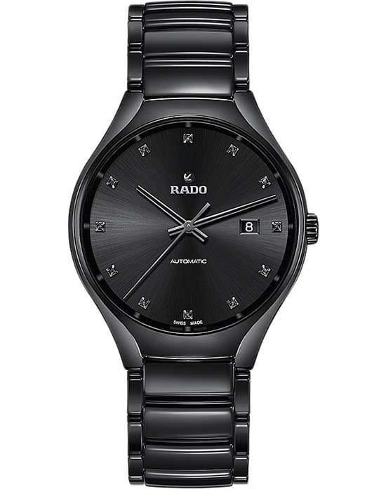 Rado Rado True R27071702 Automatic R27071702 механические мужские часы черный циферблат, браслет высокотехнологичная керамика — вид спереди