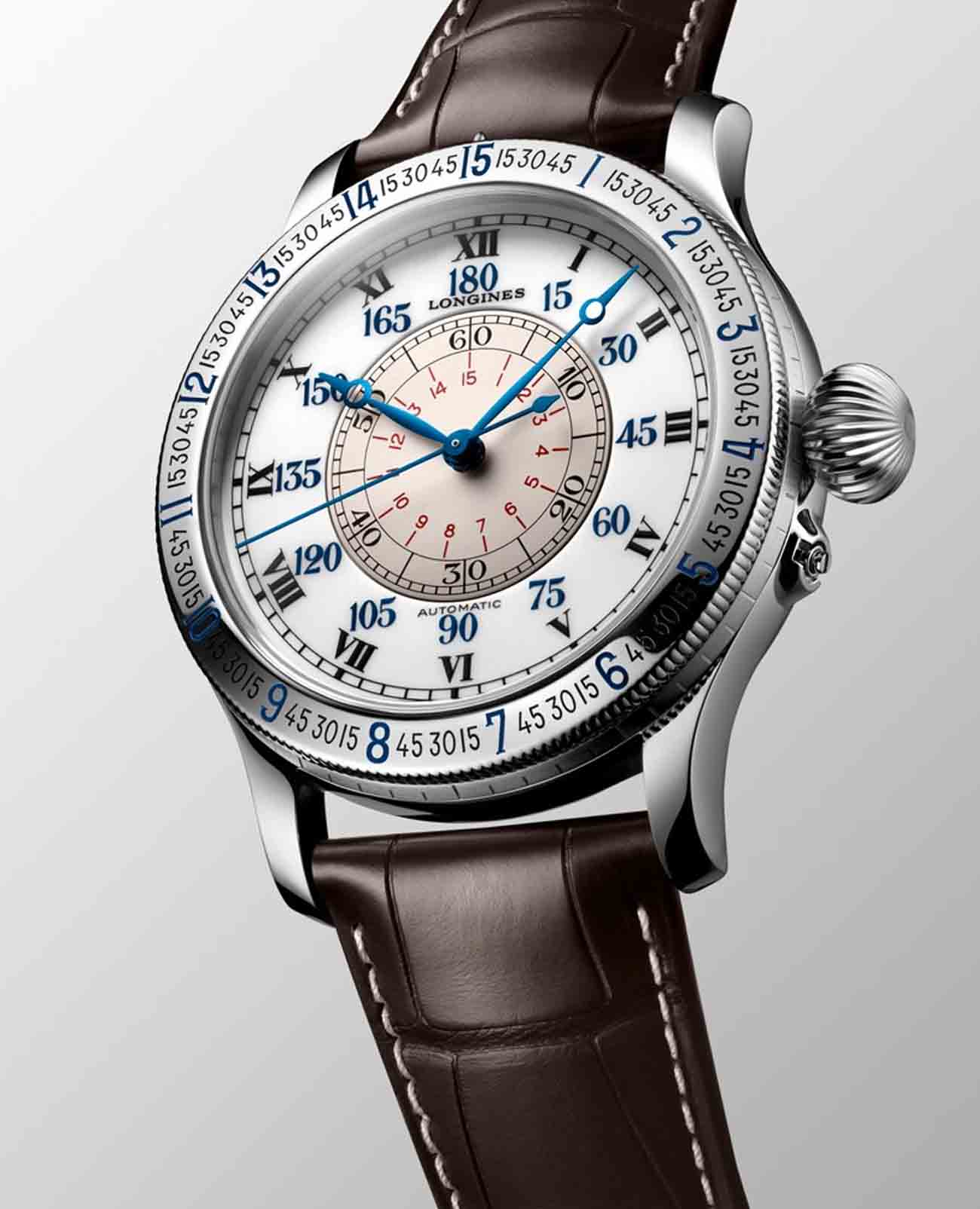 Longines Longines The Lindbergh Hour Angle Watch L2.678.4.11.0, heritage швейцария мужские часы на браслете кожаный боковой вид