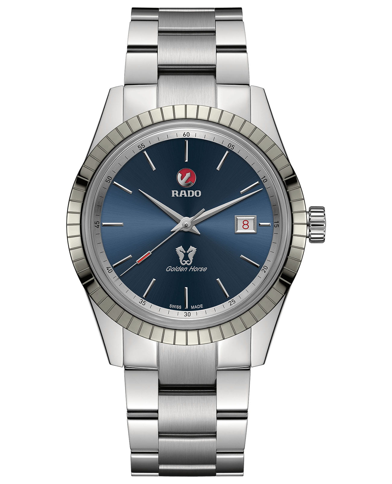 Rado Rado Golden Horse Automatic R33101204 Automatic R33101204 механические мужские часы синий циферблат, браслет нержавеющая сталь — вид спереди