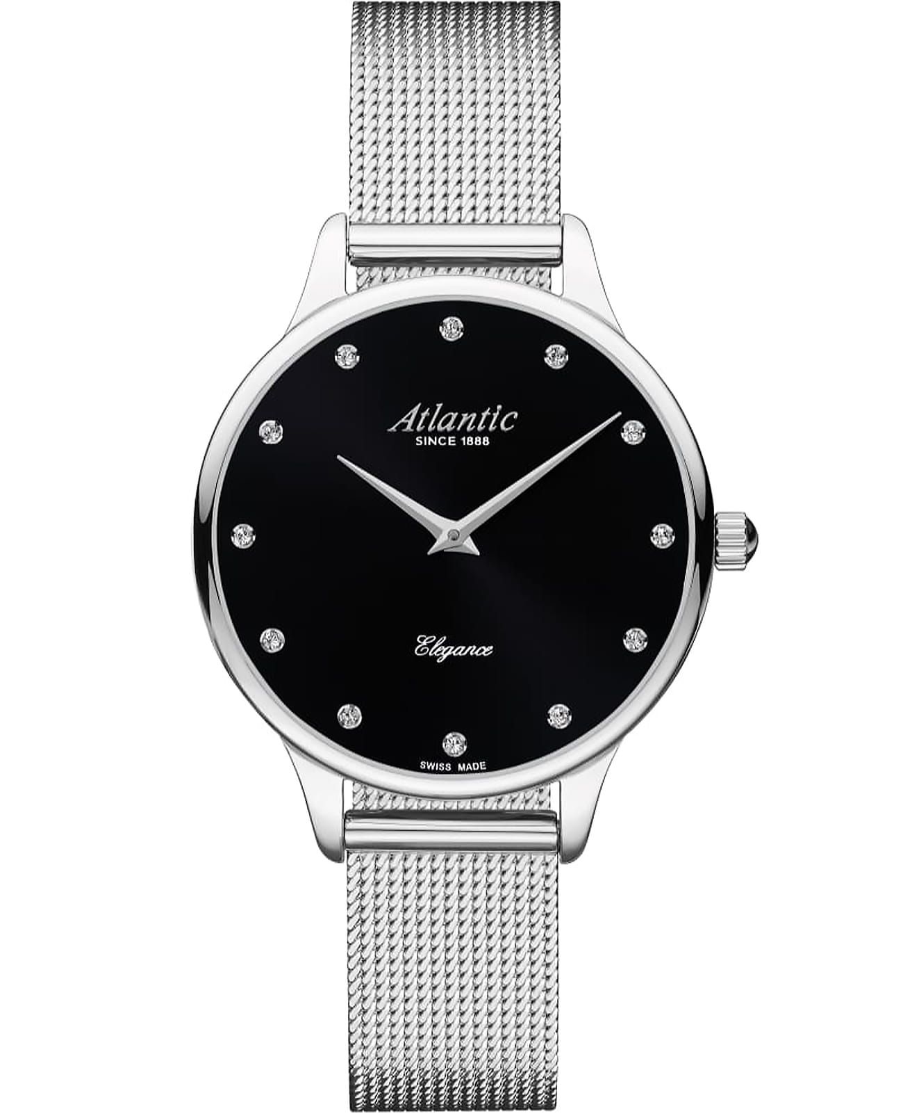 Atlantic Atlantic Elagance 29038.41.67MB  29038.41.67MB кварцевые женские часы черный циферблат, браслет нержавеющая сталь — вид спереди