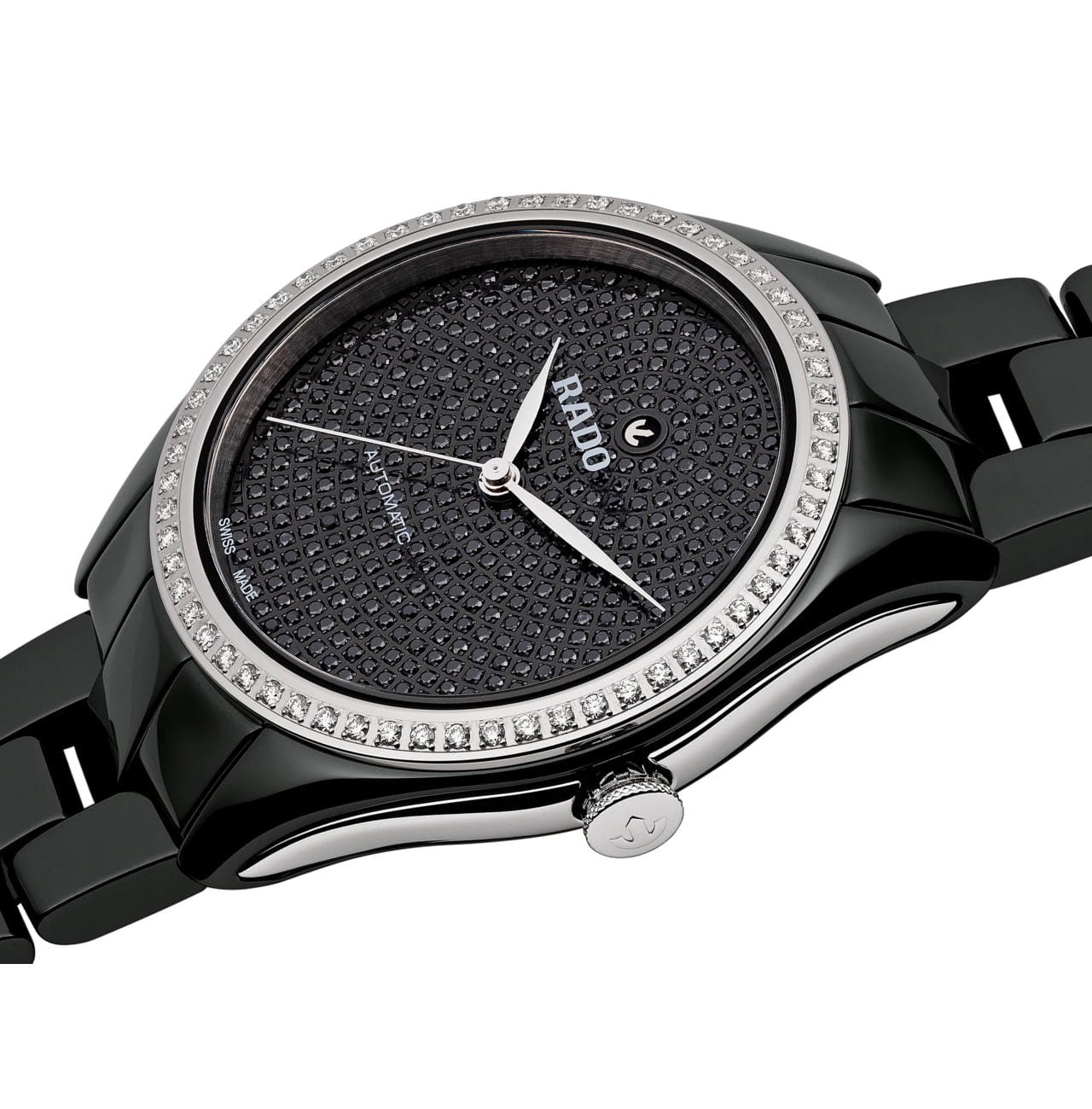 Rado Rado Hyperchrome Automatic Diamonds R32482722, hyperchrome швейцария женские часы на браслете высокотехнологичная плазменная керамика + ceramos™ боковой вид