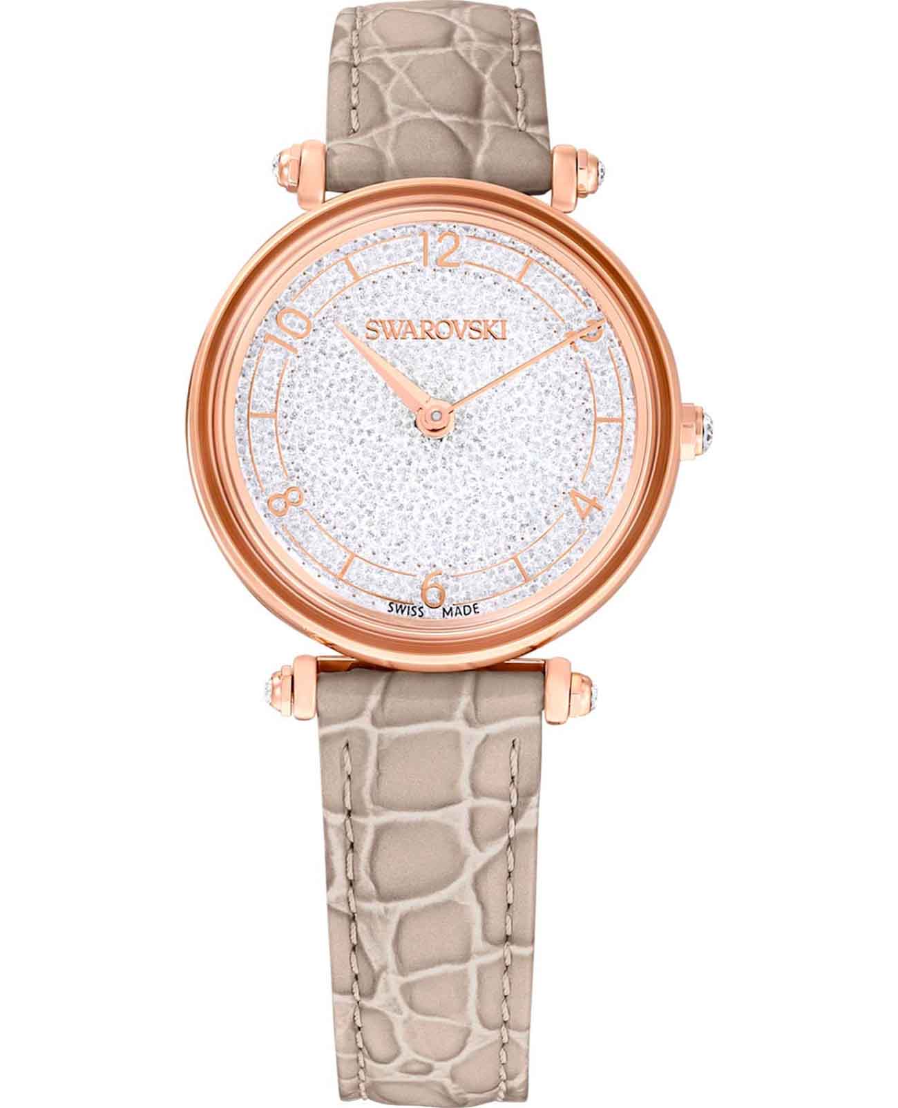 Swarovski Swarovski Crystalline Wonder 5656899  5656899 кварцевые женские часы серебристый циферблат, браслет кожаный — вид спереди