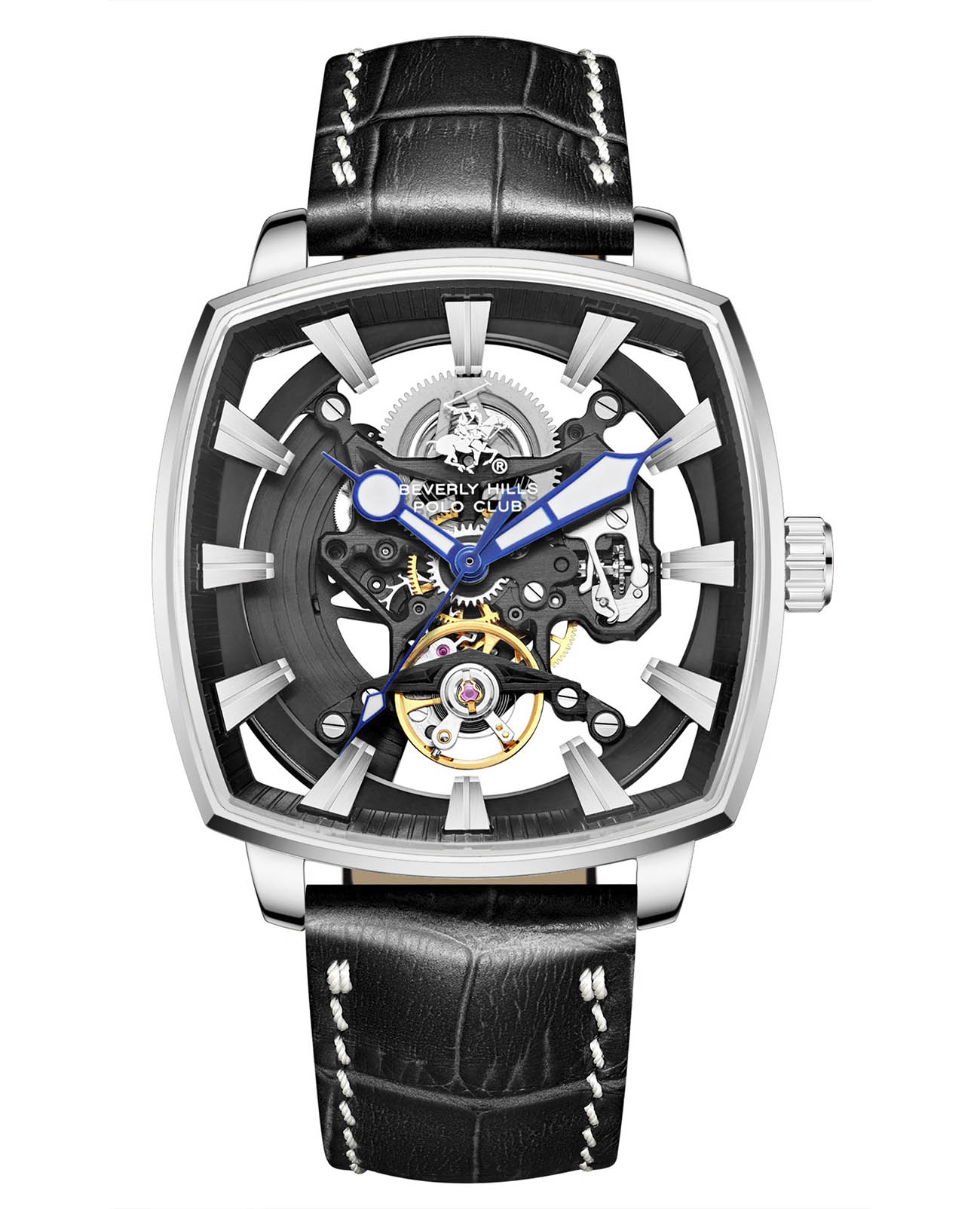 Beverly Hills Polo Club Beverly Hills Polo Club BP3796X.331  BP3796X.331 механические мужские часы черный циферблат, браслет кожаный — вид спереди