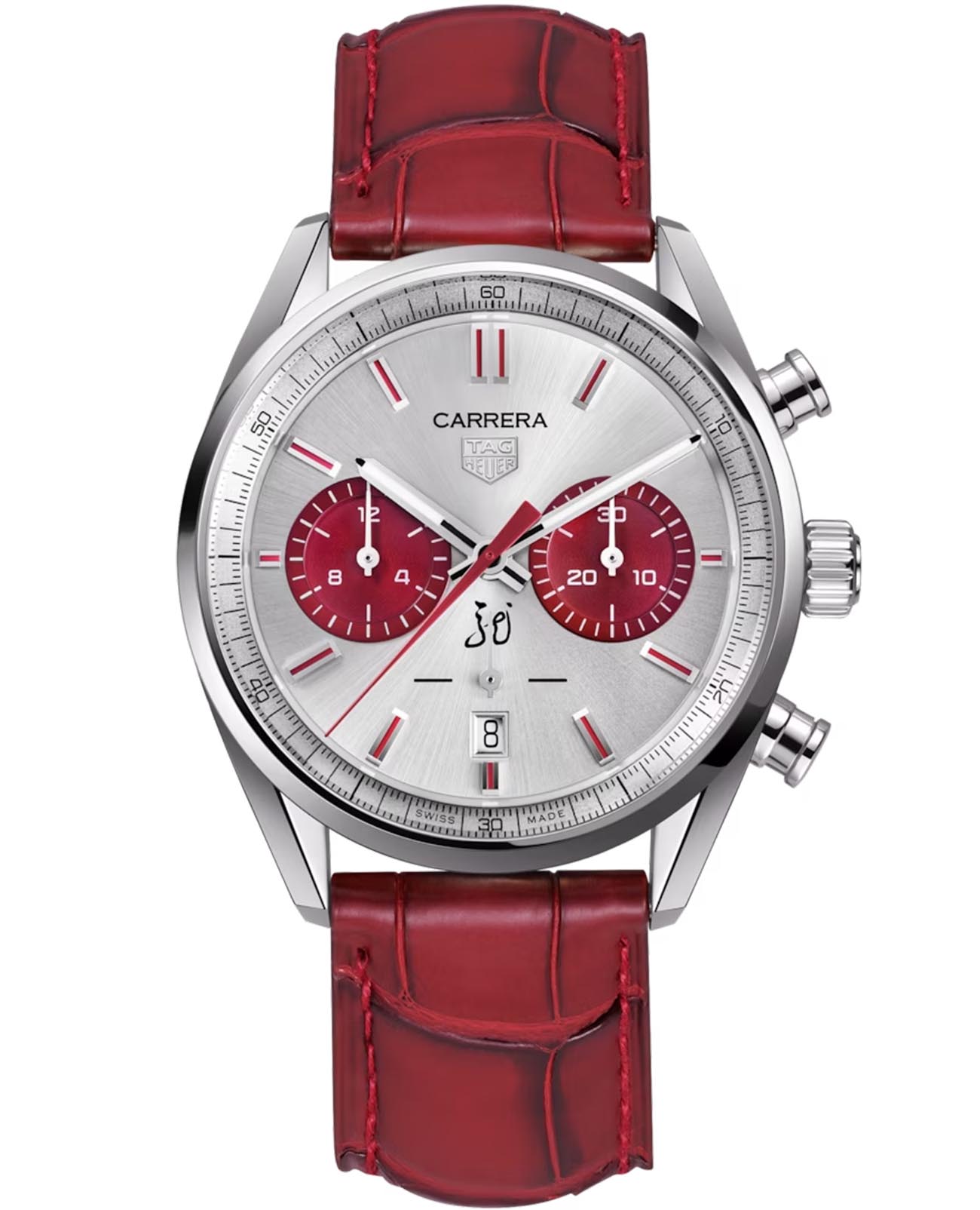 TAG Heuer TAG Heuer Carrera Chronograph CBN201H.FC6553  CBN201H.FC6553 механические мужские часы серебристый циферблат, браслет кожаный — вид спереди