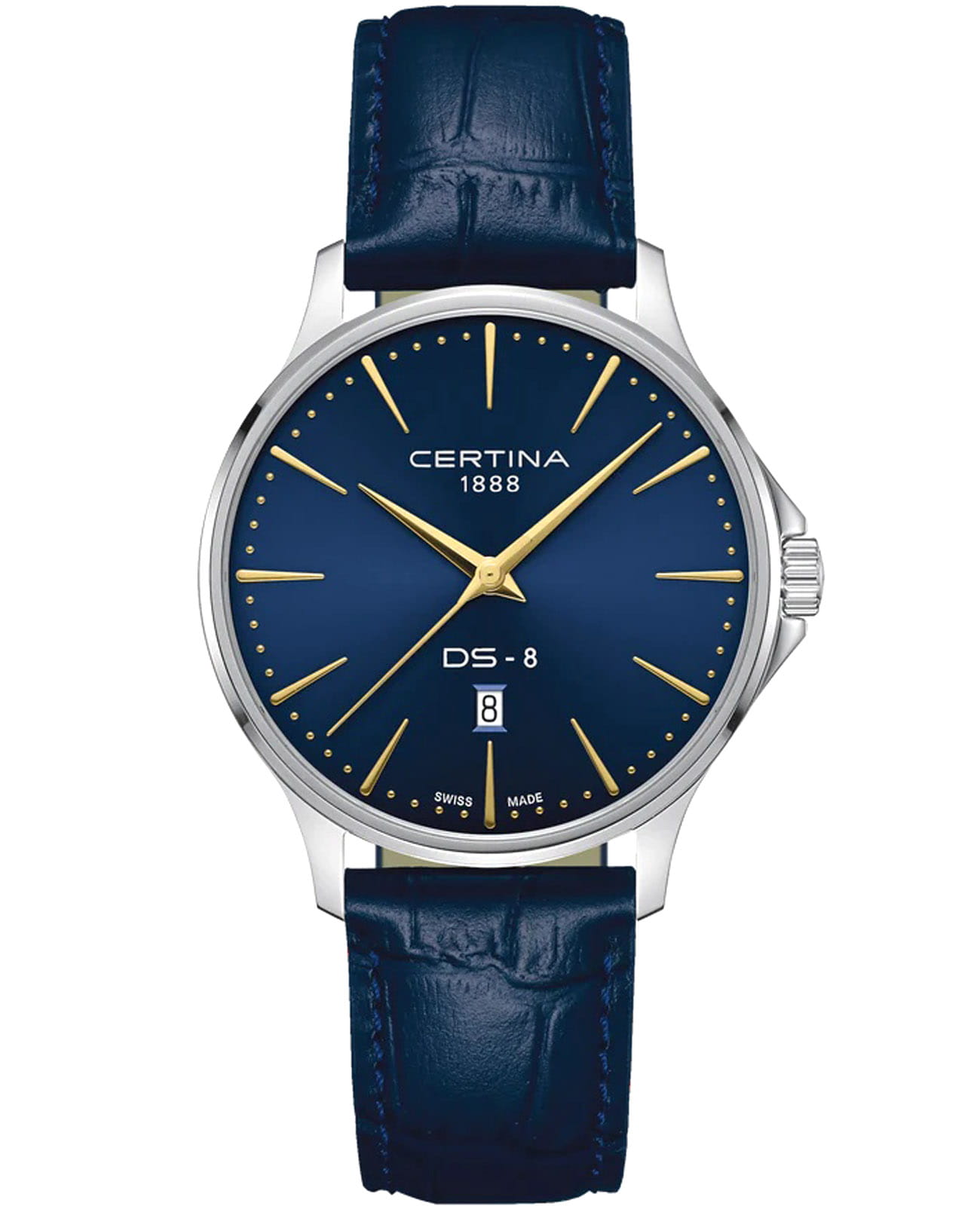 Certina Certina DS-8 Gent C045.410.16.041.00  C0454101604100 кварцевые мужские часы синий циферблат, браслет кожаный — вид спереди