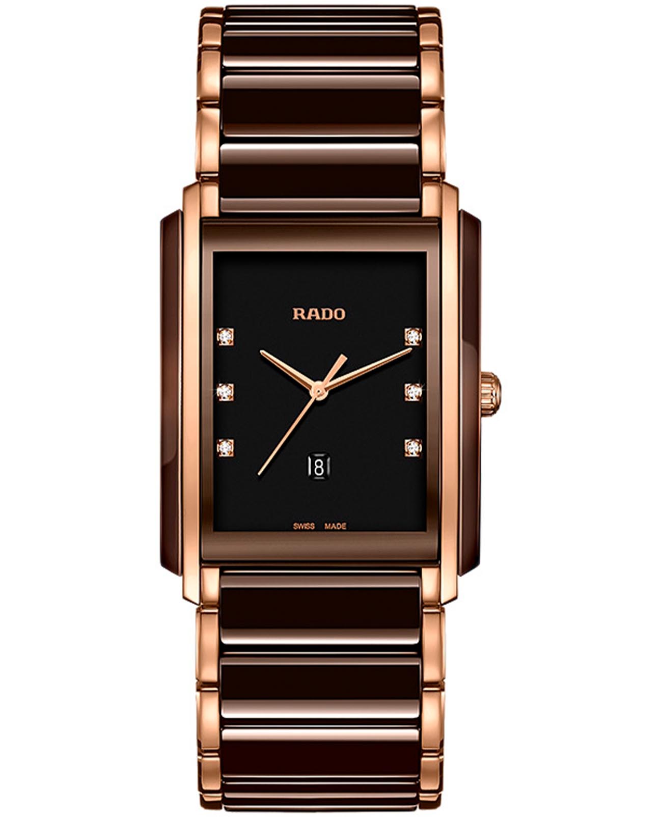 Rado Rado Integral R20219722  R20219722 кварцевые мужские часы коричневый циферблат, браслет сталь + pvd + керамика — вид спереди