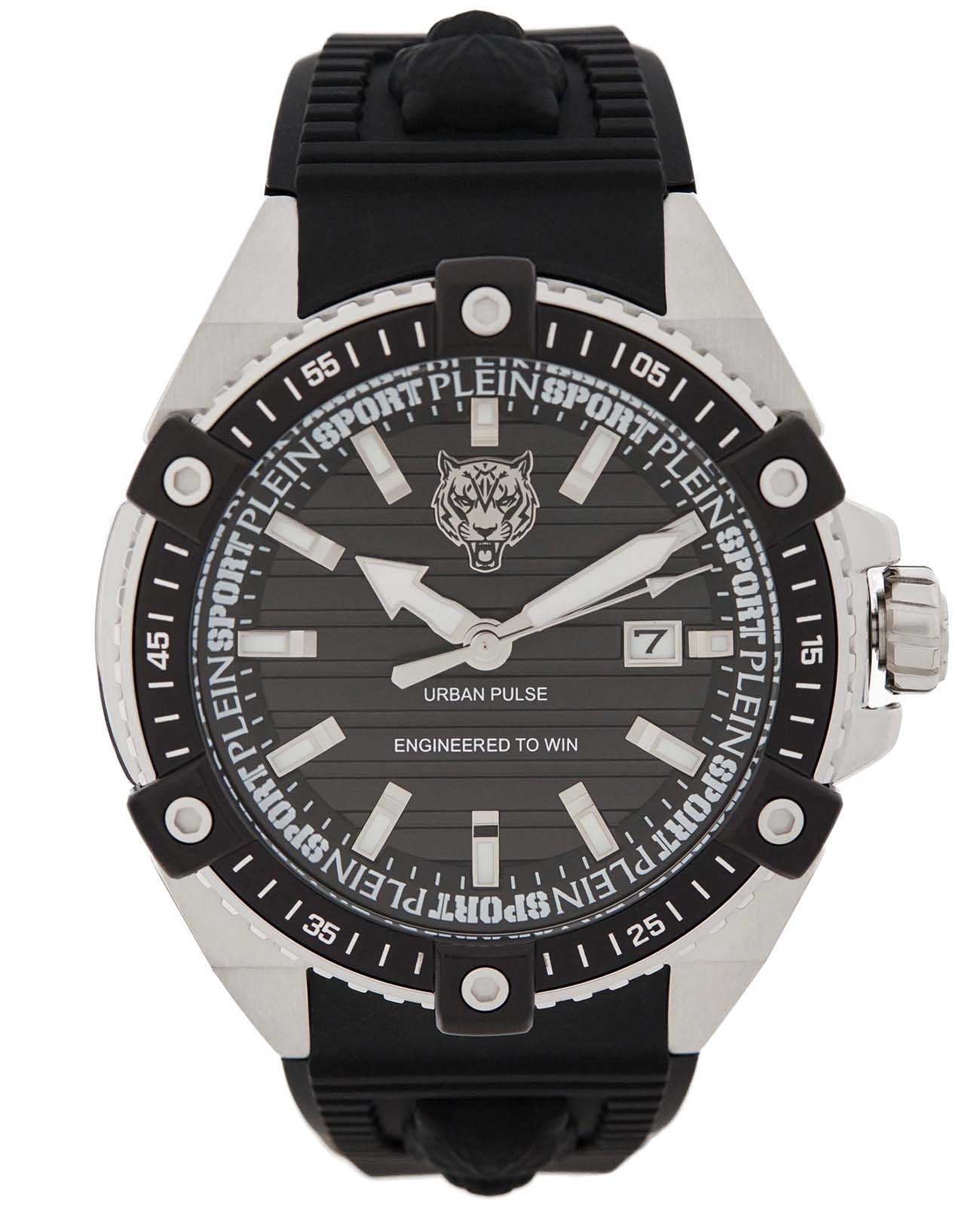 Plein Sport Plein Sport Urban Pulse PSFDA0124  PSFDA0124 кварцевые мужские часы черный циферблат, браслет силикон — вид спереди