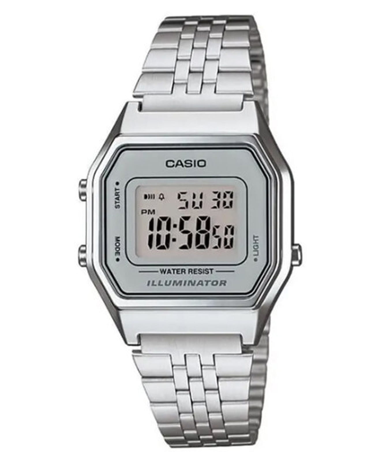 Casio Casio Vintage LA680WA-7DF (LA680WA-7)  LA680WA-7DF кварцевые женские часы  циферблат, браслет нержавеющая сталь — вид спереди