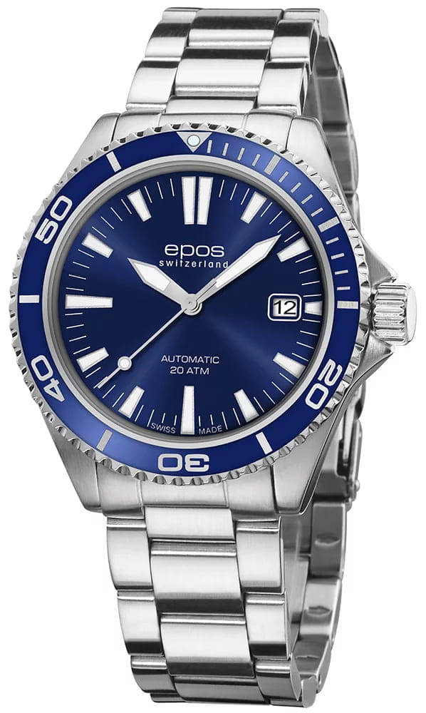 Epos Epos Diver 3438.131.96.16.30 швейцария наручные мужские часы заводная головка с логотипом Epos