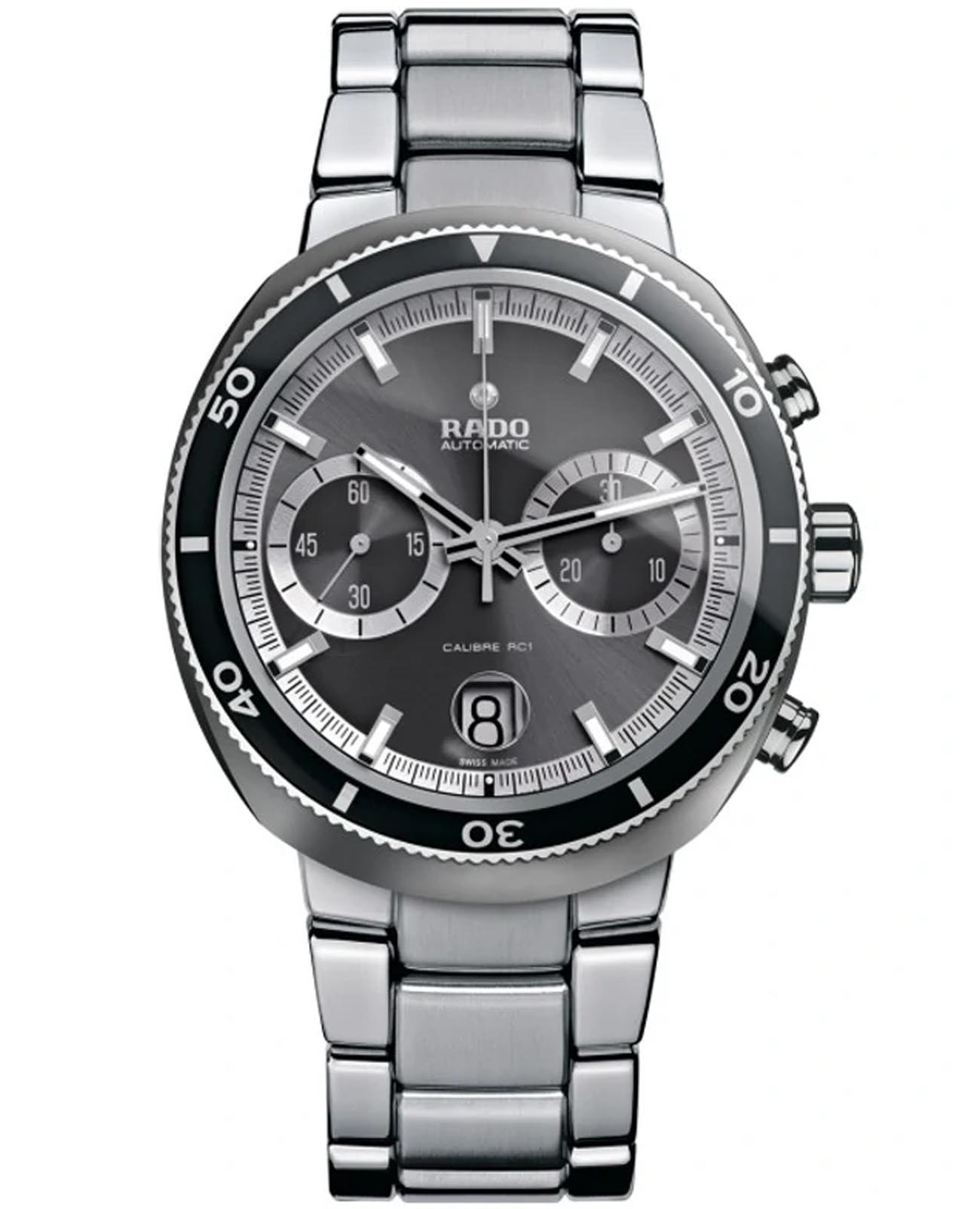 Rado Rado D-Star R15965103 Automatic R15965103 механические мужские часы черный циферблат, браслет нержавеющая сталь — вид спереди