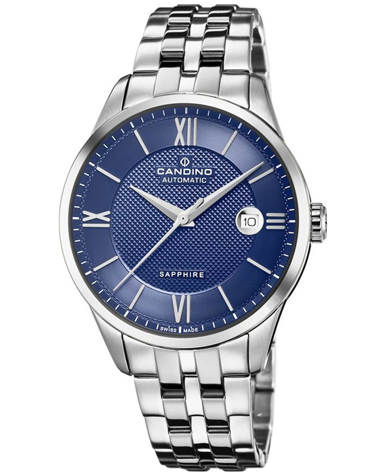 Candino Candino Classic C4705/2  C4705/2 кварцевые мужские часы синий циферблат, браслет нержавеющая сталь — вид спереди