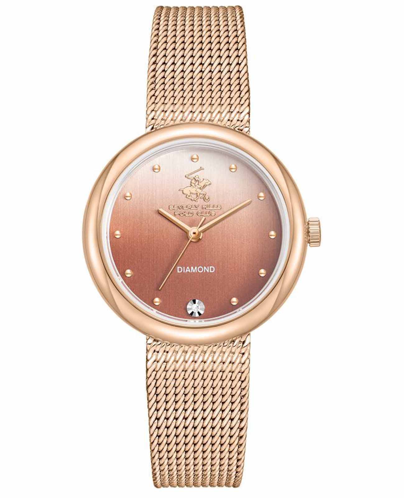 Beverly Hills Polo Club Beverly Hills Polo Club BP3760X.440  BP3760X.440 кварцевые женские часы коричневый циферблат, браслет нержавеющая сталь с ip-покрытием — вид спереди