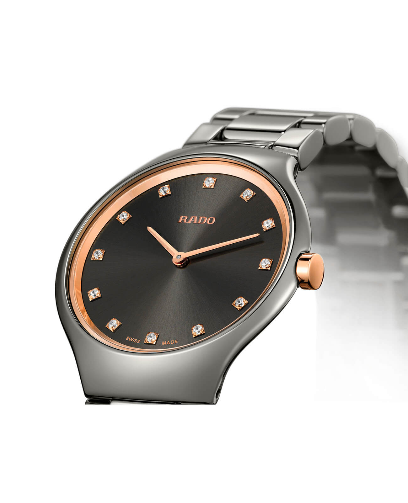 Rado Rado True Thinline Diamonds R27956722, true thinline швейцария женские часы на браслете высокотехнологичная плазменная керамика боковой вид