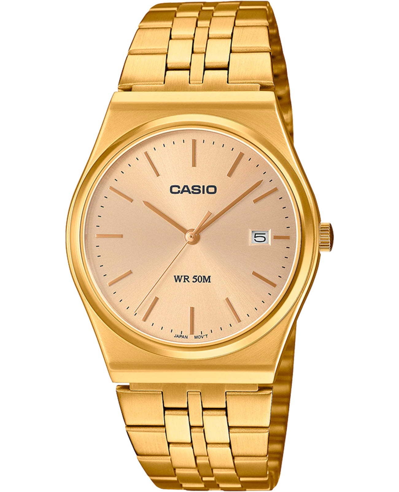 Casio Casio Collection MTP-B145G-9AVEF  MTP-B145G-9AVEF кварцевые мужские часы золотой циферблат, браслет нержавеющая сталь — вид спереди