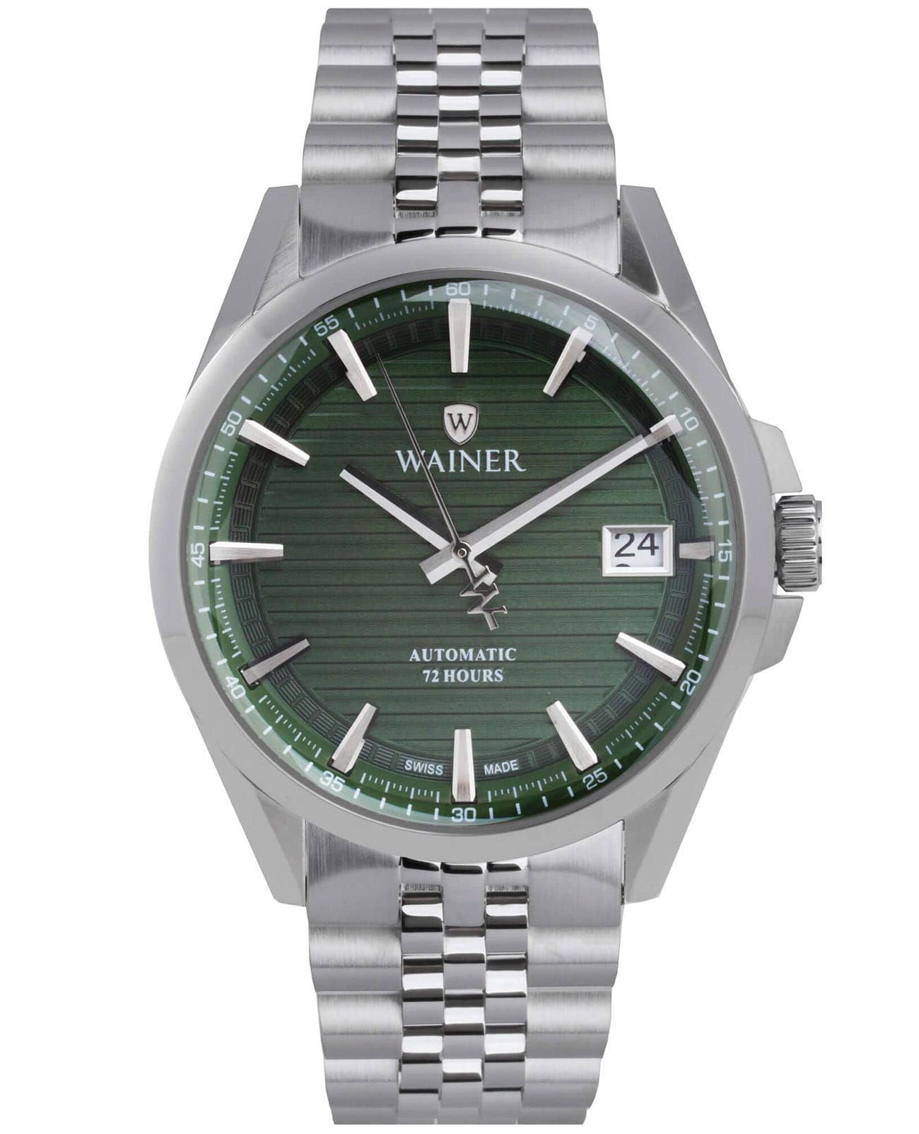 Wainer Wainer Automatic WA.25401-A  WA.25401-A механические мужские часы зеленый циферблат, браслет нержавеющая сталь — вид спереди