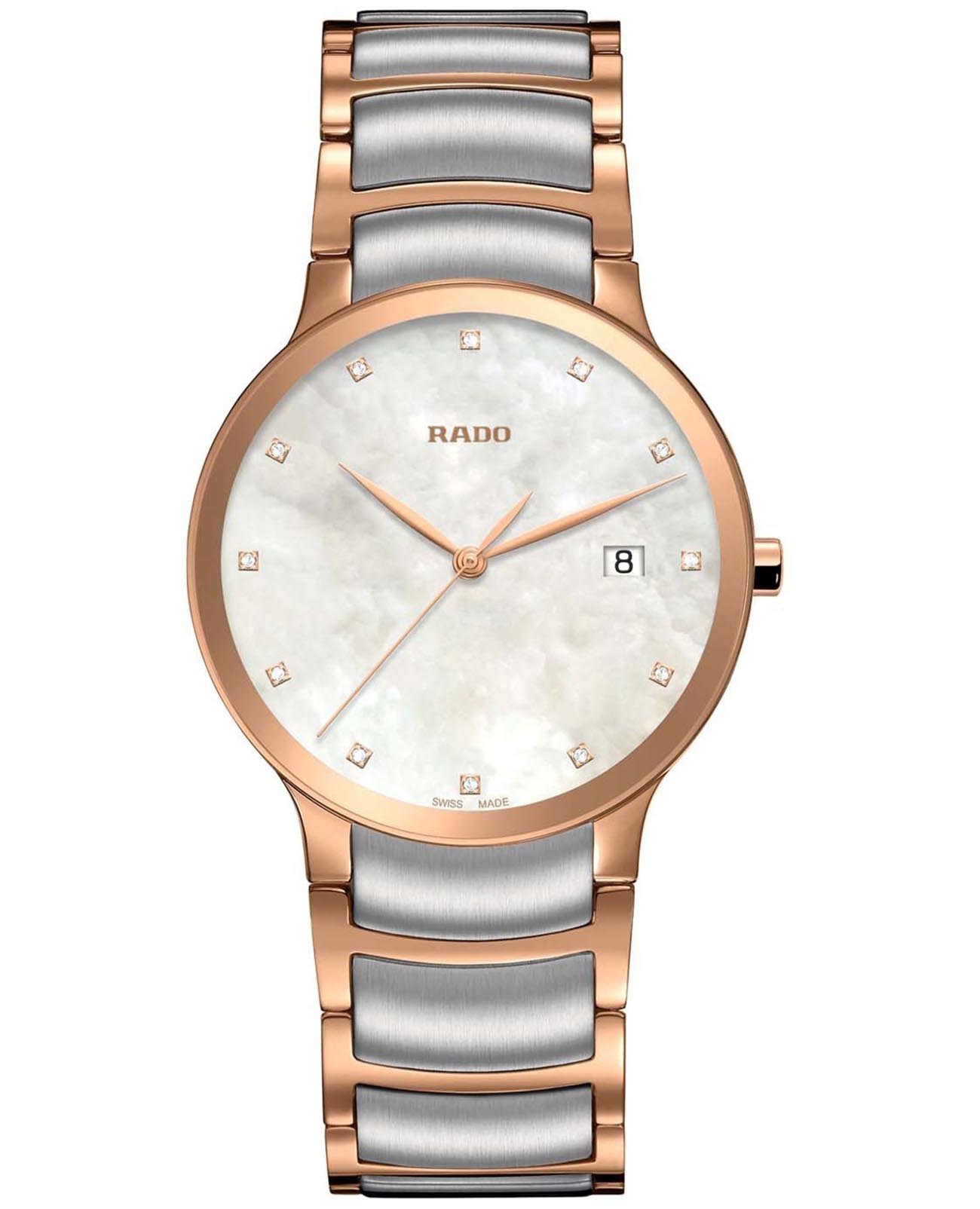 Rado Rado Centrix Diamonds R30554903  R30554903 кварцевые мужские часы перламутровый циферблат, браслет сталь c pvd покрытием — вид спереди