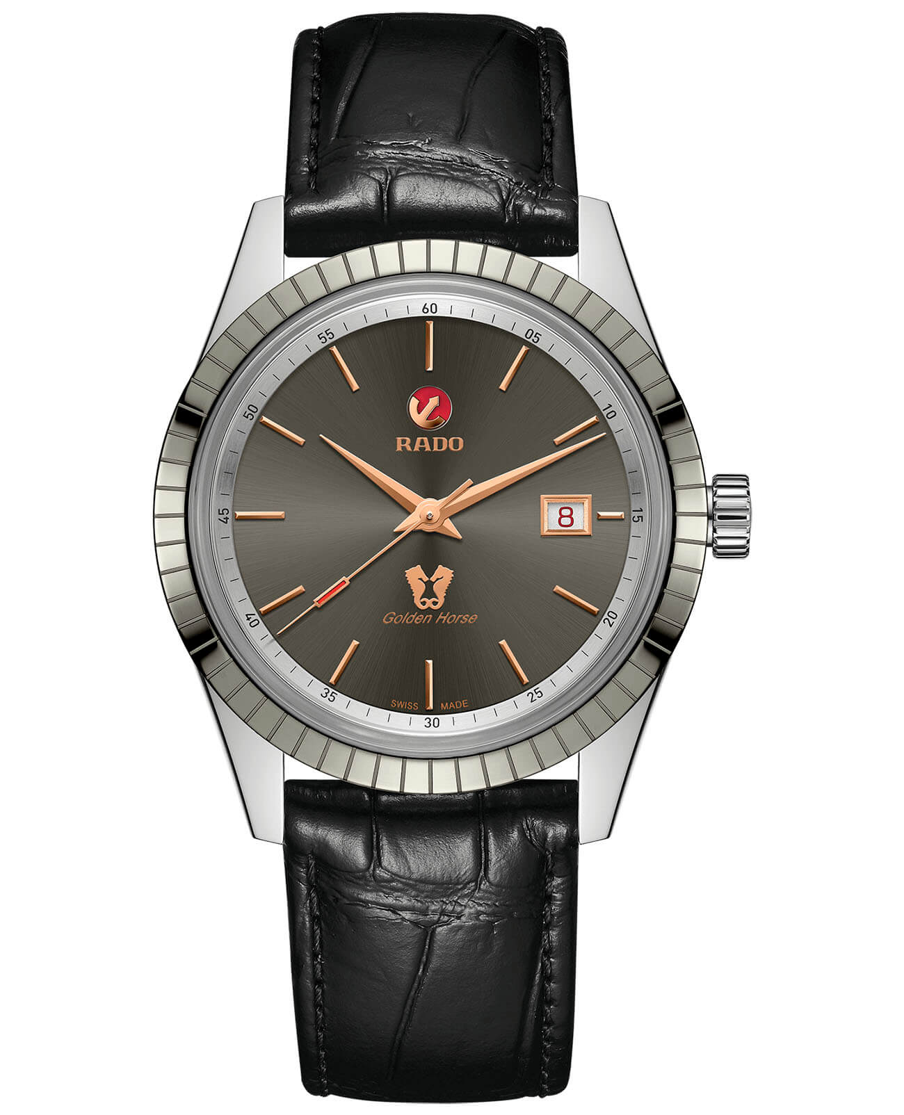 Rado Rado Golden Horse Automatic R33101105 Automatic R33101105 механические мужские часы антрацитовый циферблат, браслет кожаный — вид спереди