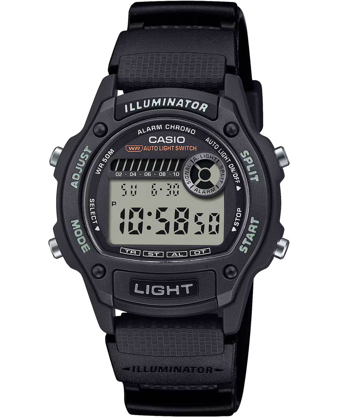 Casio Casio Collection W-220H-1A  W-220H-1A кварцевые мужские часы серый циферблат, браслет пластик — вид спереди