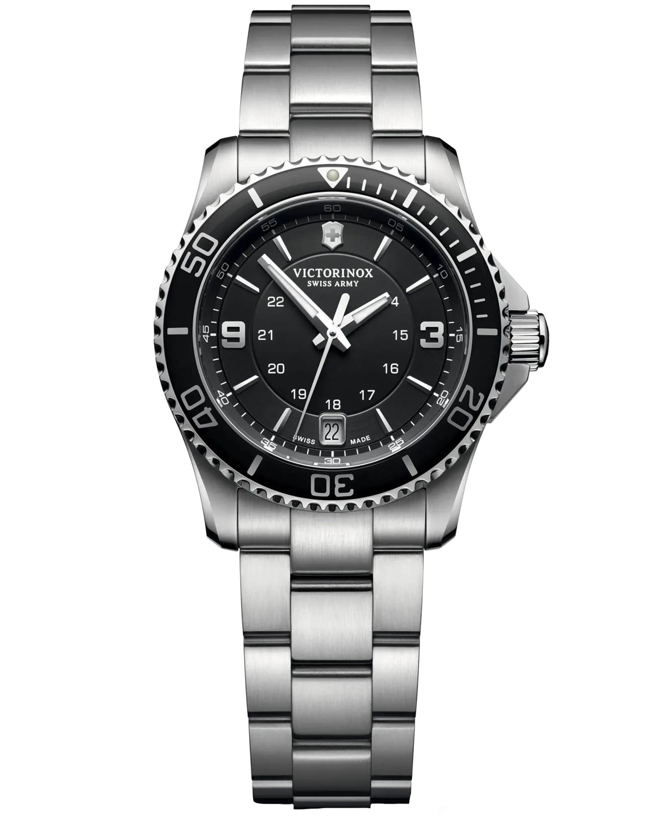 Victorinox Victorinox Maverick Small 241701  241701 кварцевые женские часы черный циферблат, браслет нержавеющая сталь — вид спереди