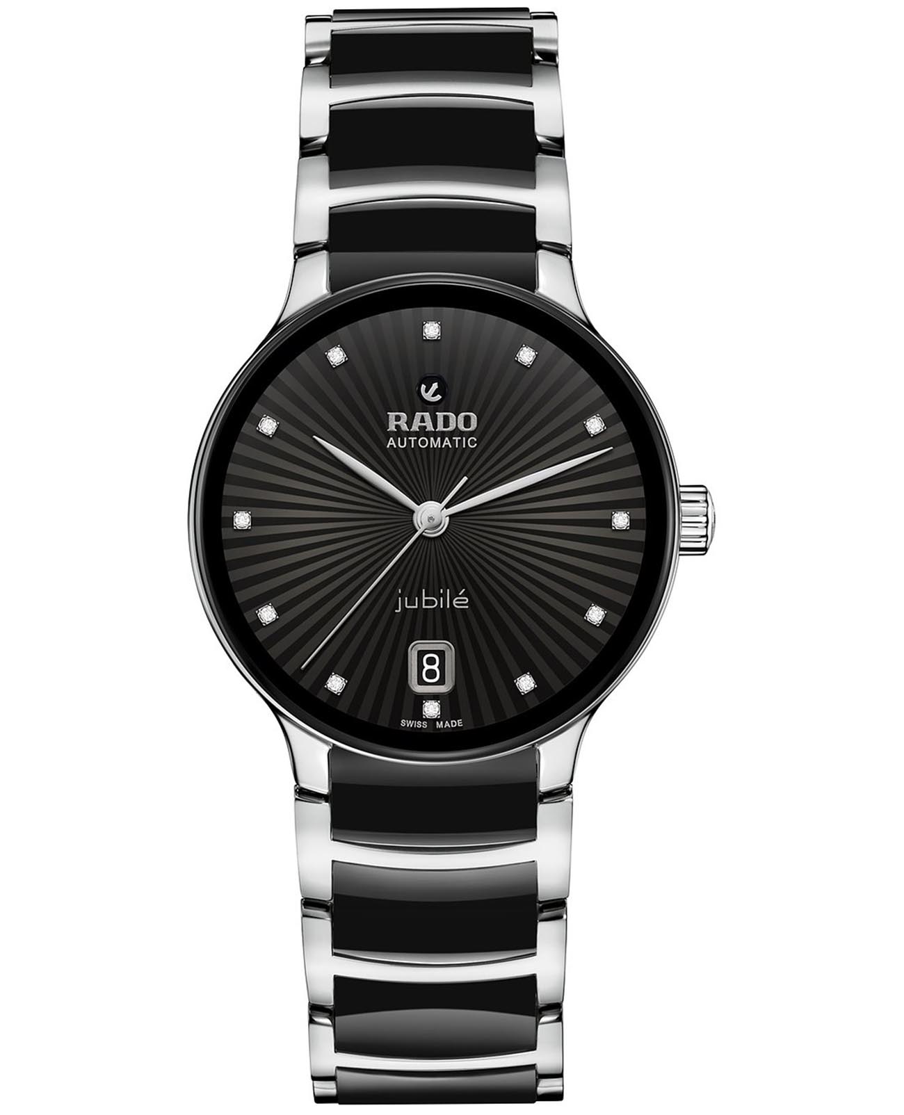 Rado Rado Centrix Automatic Diamonds R30031742 Automatic R30031742 механические женские часы черный циферблат, браслет сталь + высокотехнологичная керамика — вид спереди