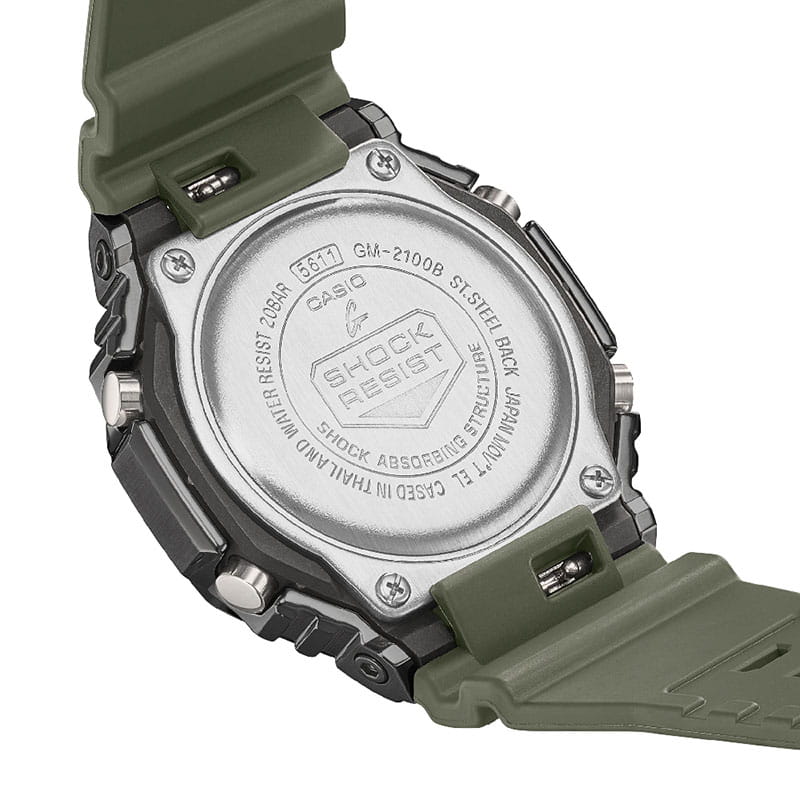 Casio Casio G-Shock GM-2100B-3AER (GM-2100B-3ADR) электронные мужские часы часы крупный план зеленый циферблата