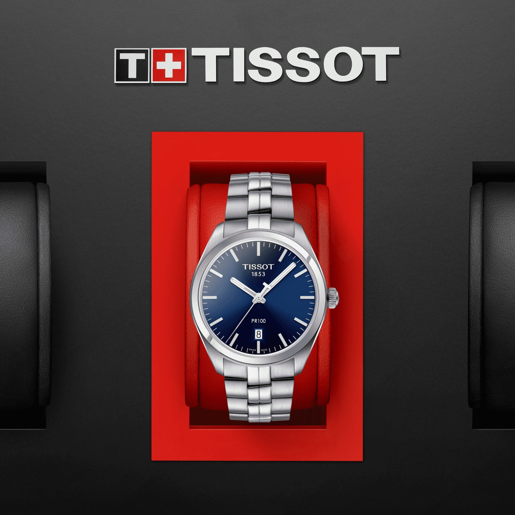 Tissot Tissot PR 100 T101.410.11.041.00, t-classic швейцария мужские часы на браслете нержавеющая сталь боковой вид