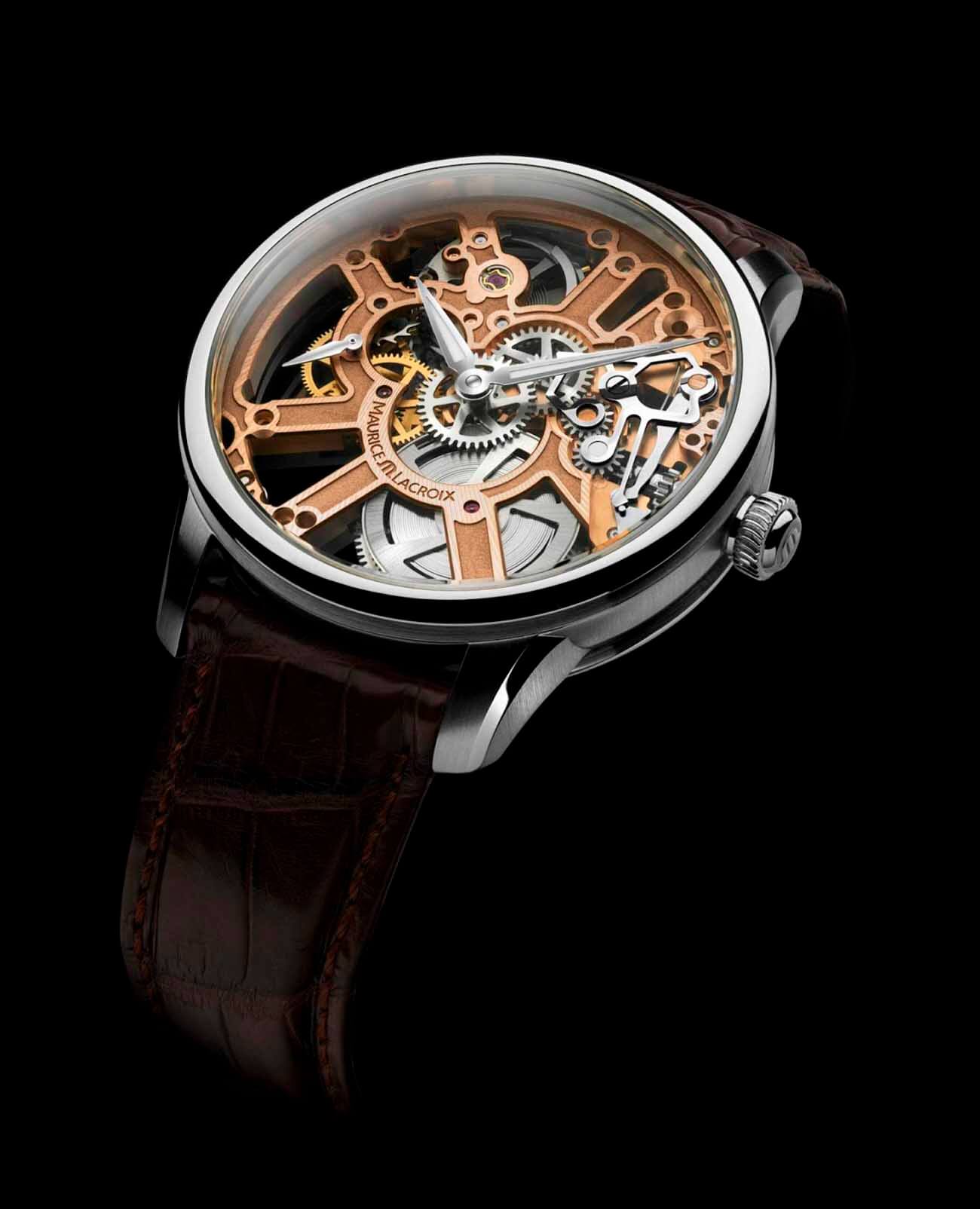 Оригинальные часы Maurice Lacroix Maurice Lacroix Masterpiece Skeleton MP7228-SS001-001-2 механические калибр механизма ml134 общий вид