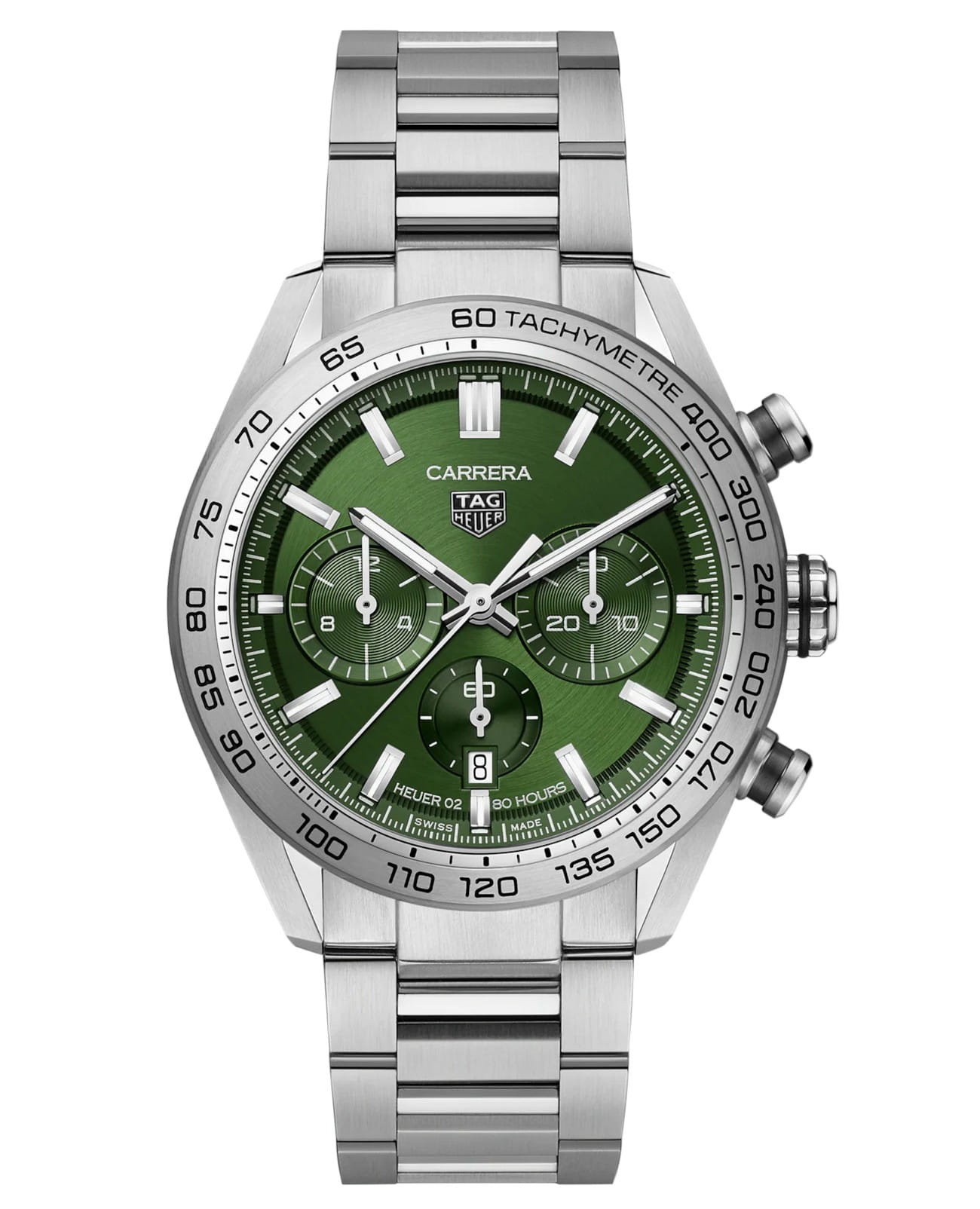 TAG Heuer TAG Heuer Carrera CBN2A10.BA0643  CBN2A10.BA0643 механические мужские часы зеленый циферблат, браслет нержавеющая сталь — вид спереди