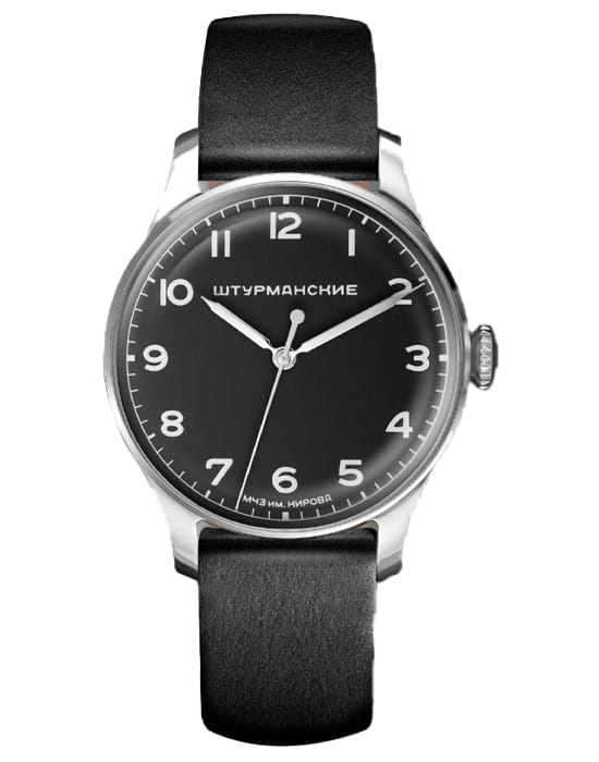 Штурманские Штурманские Гагарин 2609/3751484  2609/3751484 механические мужские часы черный циферблат, браслет кожаный — вид спереди