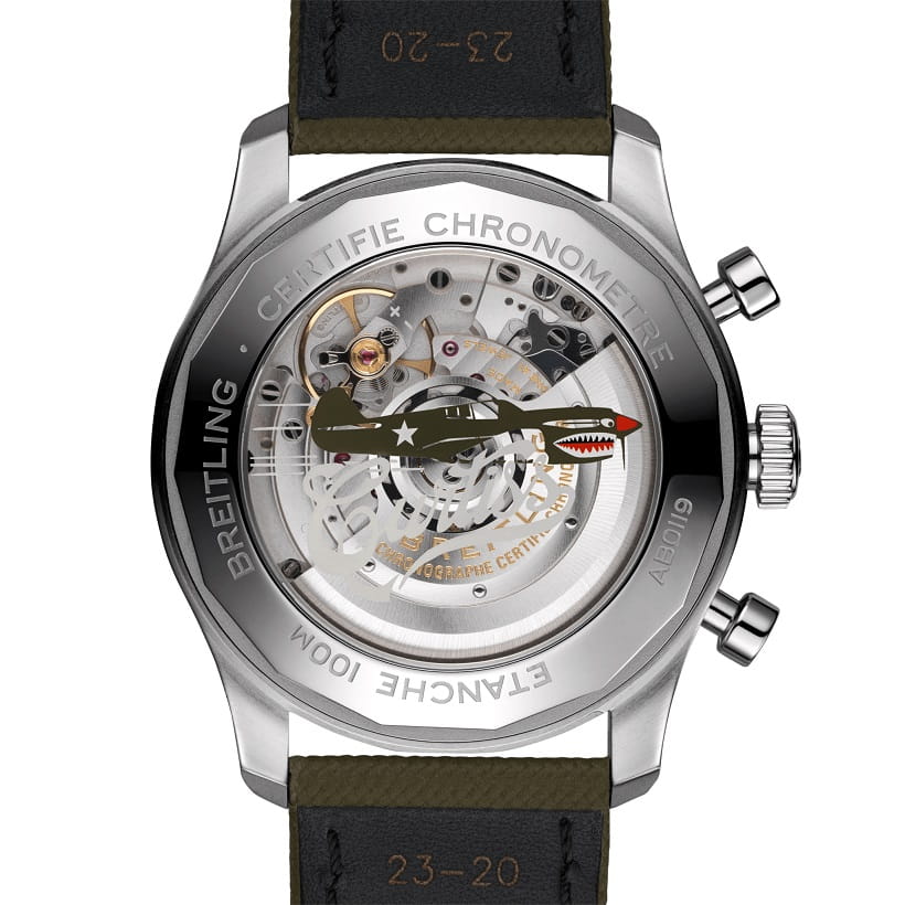 Оригинальные часы Breitling Breitling Aviator 8 B01 Chronograph 43 Curtiss Warhawk AB01192A1L1X2 механические калибр механизма мануфактурный механизм breitling caliber b01 общий вид