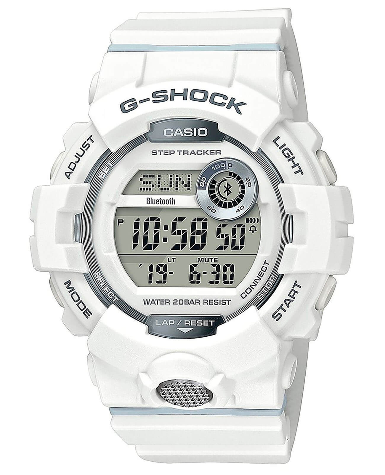 Casio Casio G-Shock GBD-800-7 G-SQUAD GBD-800-7ER электронные мужские часы белый циферблат, браслет пластик — вид спереди