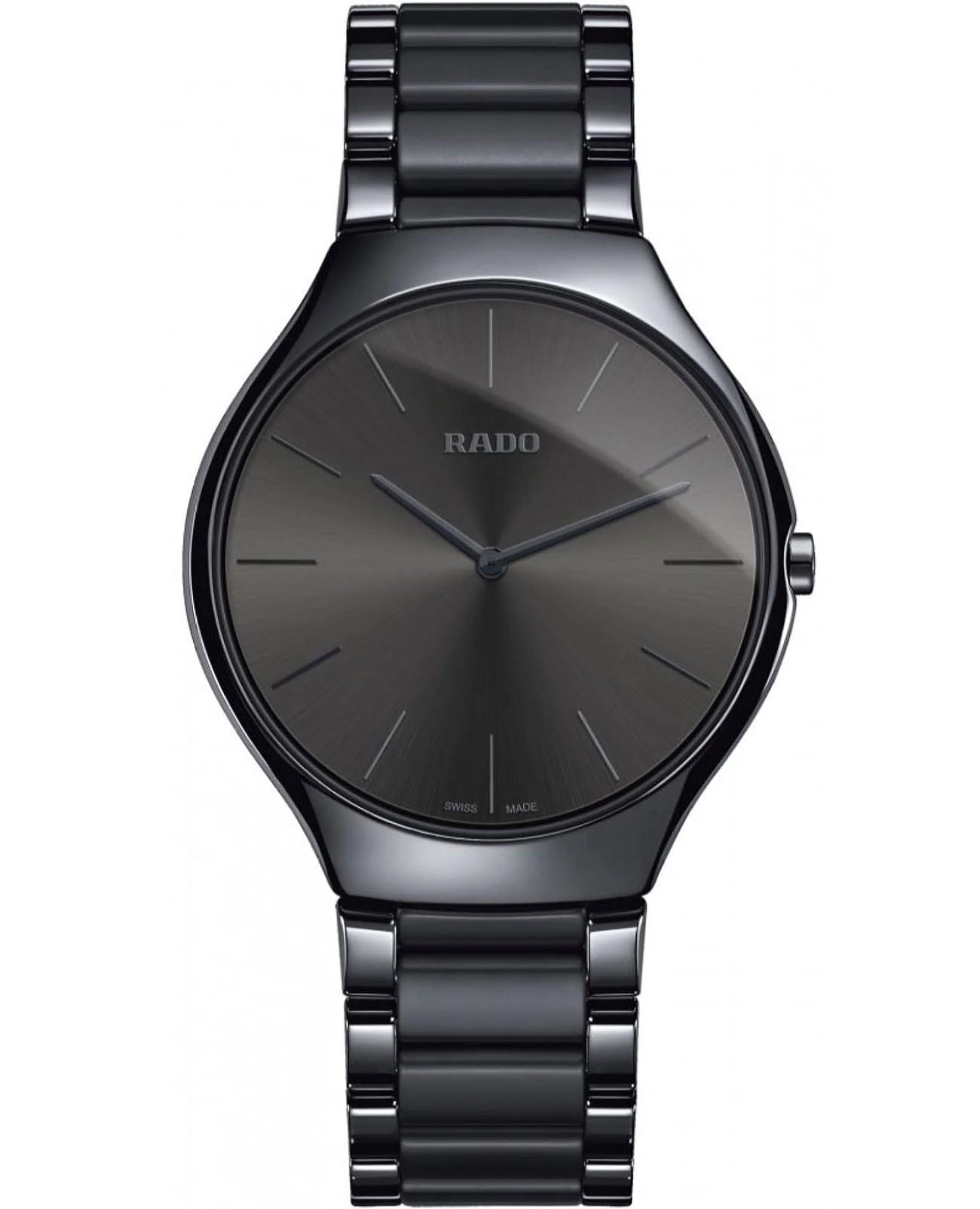 Rado Rado True R27262102  R27262102 кварцевые мужские часы черный циферблат, браслет высокотехнологичная керамика — вид спереди
