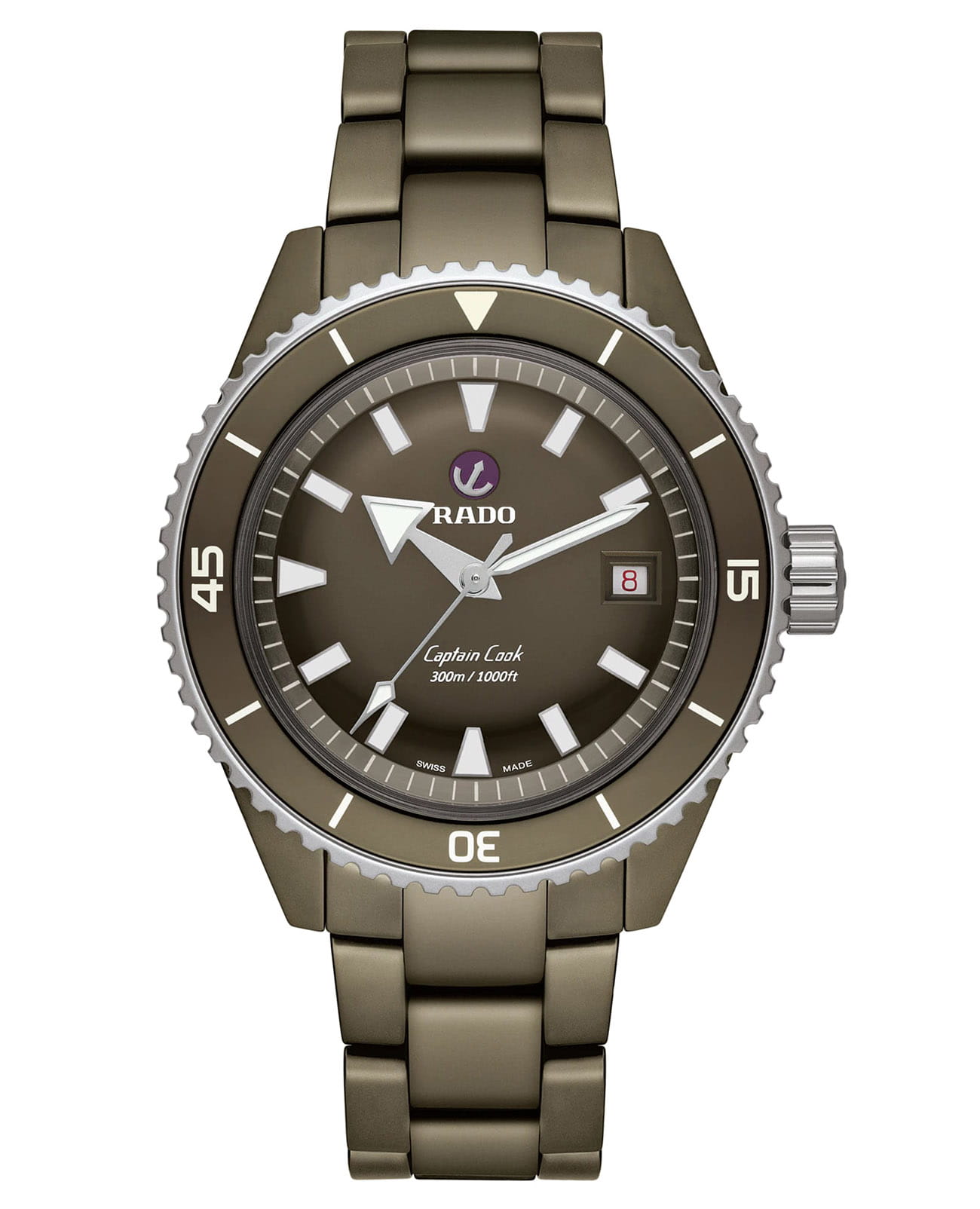 Rado Rado Captain Cook High-Tech Ceramic Diver R32130312 Automatic R32130312 механические мужские часы антрацитовый циферблат, браслет высокотехнологичная керамика + титан — вид спереди