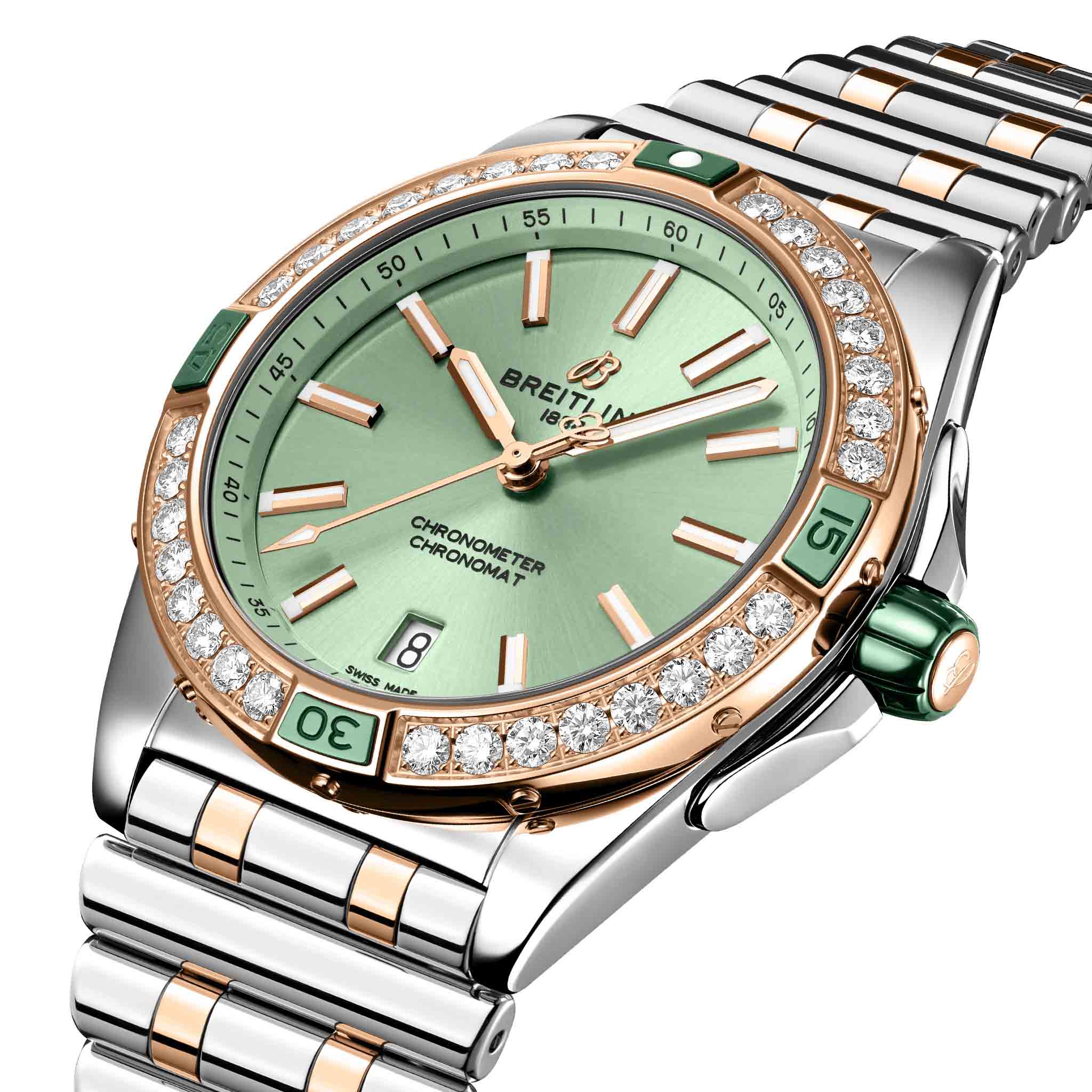 Breitling Breitling Super Chronomat Automatic 38 U17356531L1U1 женские часы зеленый циферблат на запястье