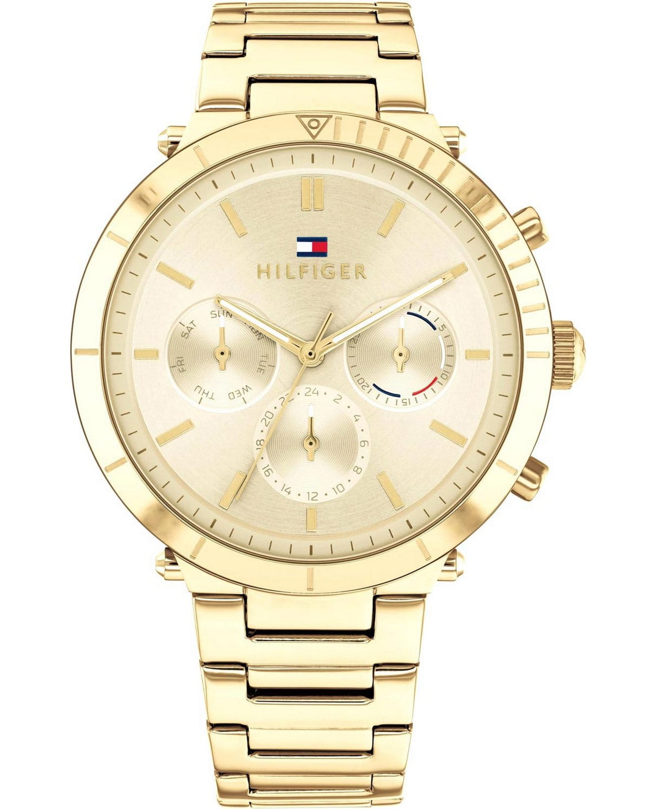 Tommy Hilfiger Tommy Hilfiger Multifunction 1782350  1782350 кварцевые женские часы золотой циферблат, браслет нержавеющая сталь — вид спереди