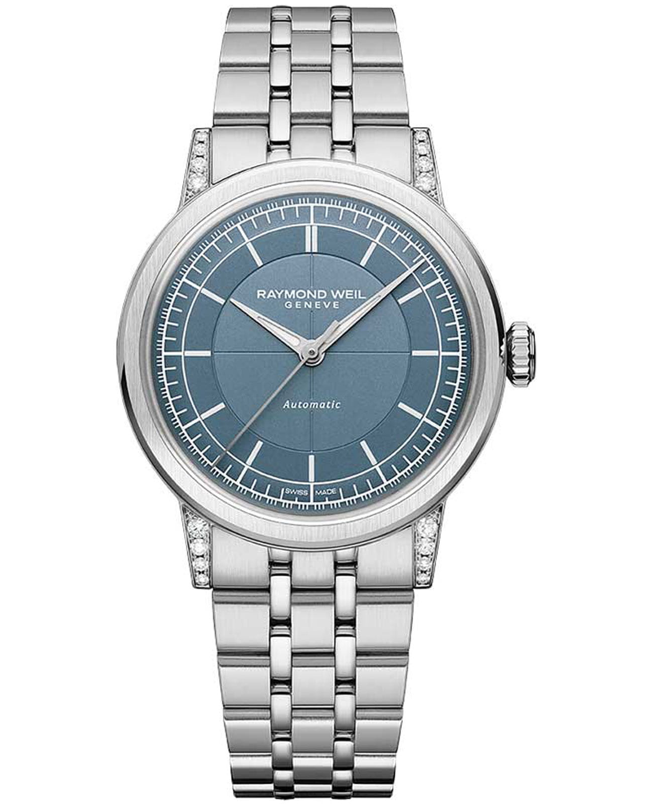 Raymond Weil Raymond Weil 2125-STS-50011  2125-STS-50011 механические женские часы голубой циферблат, браслет нержавеющая сталь — вид спереди