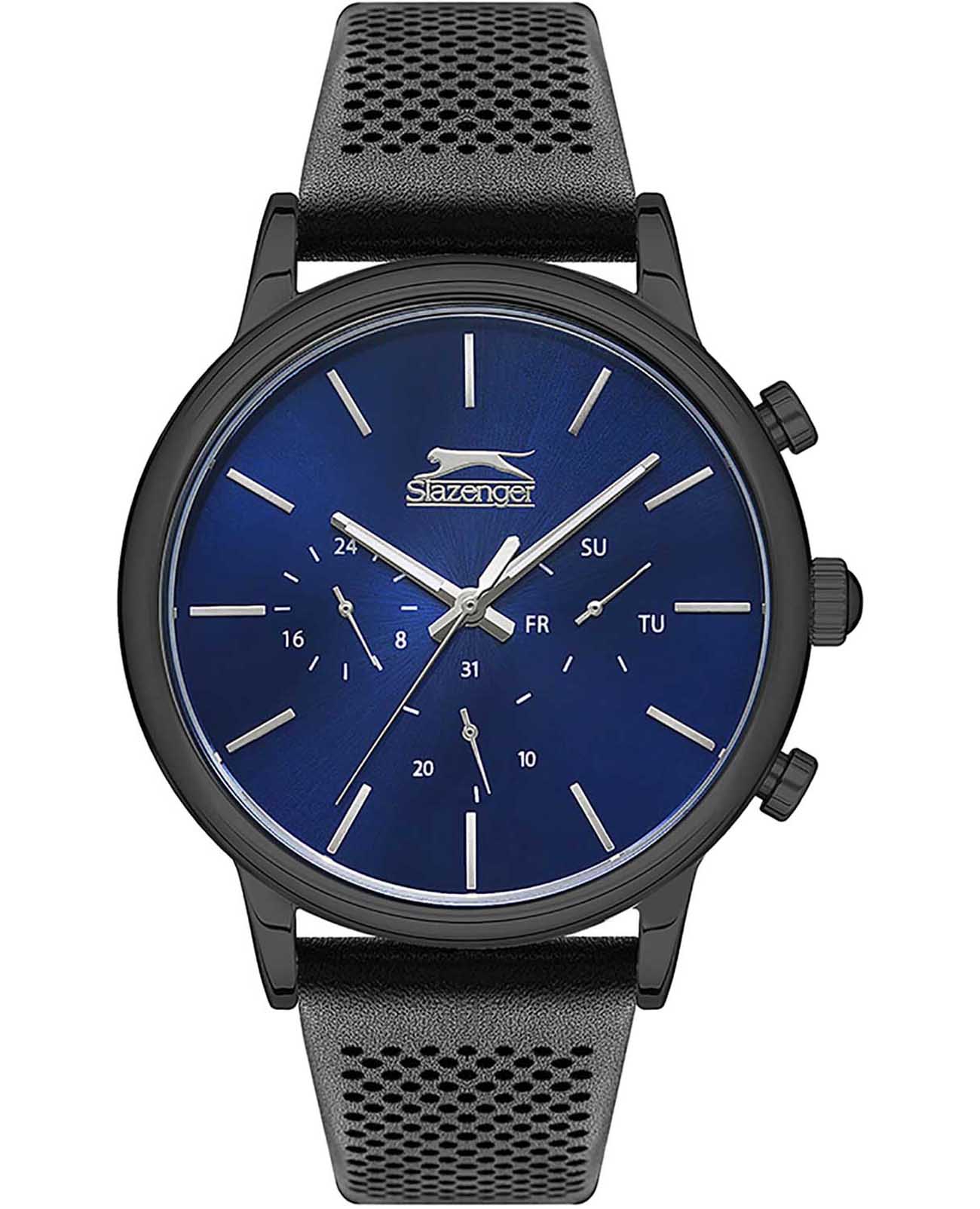 Slazenger Slazenger SL.09.2030.2.02  SL.09.2030.2.02 кварцевые мужские часы синий циферблат, браслет кожаный — вид спереди