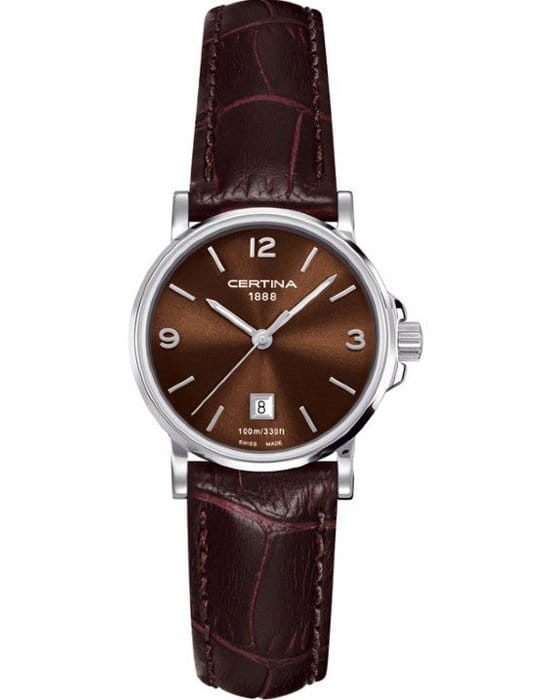 Certina Certina C017.210.16.297.00  C0172101629700 кварцевые женские часы коричневый циферблат, браслет кожаный — вид спереди