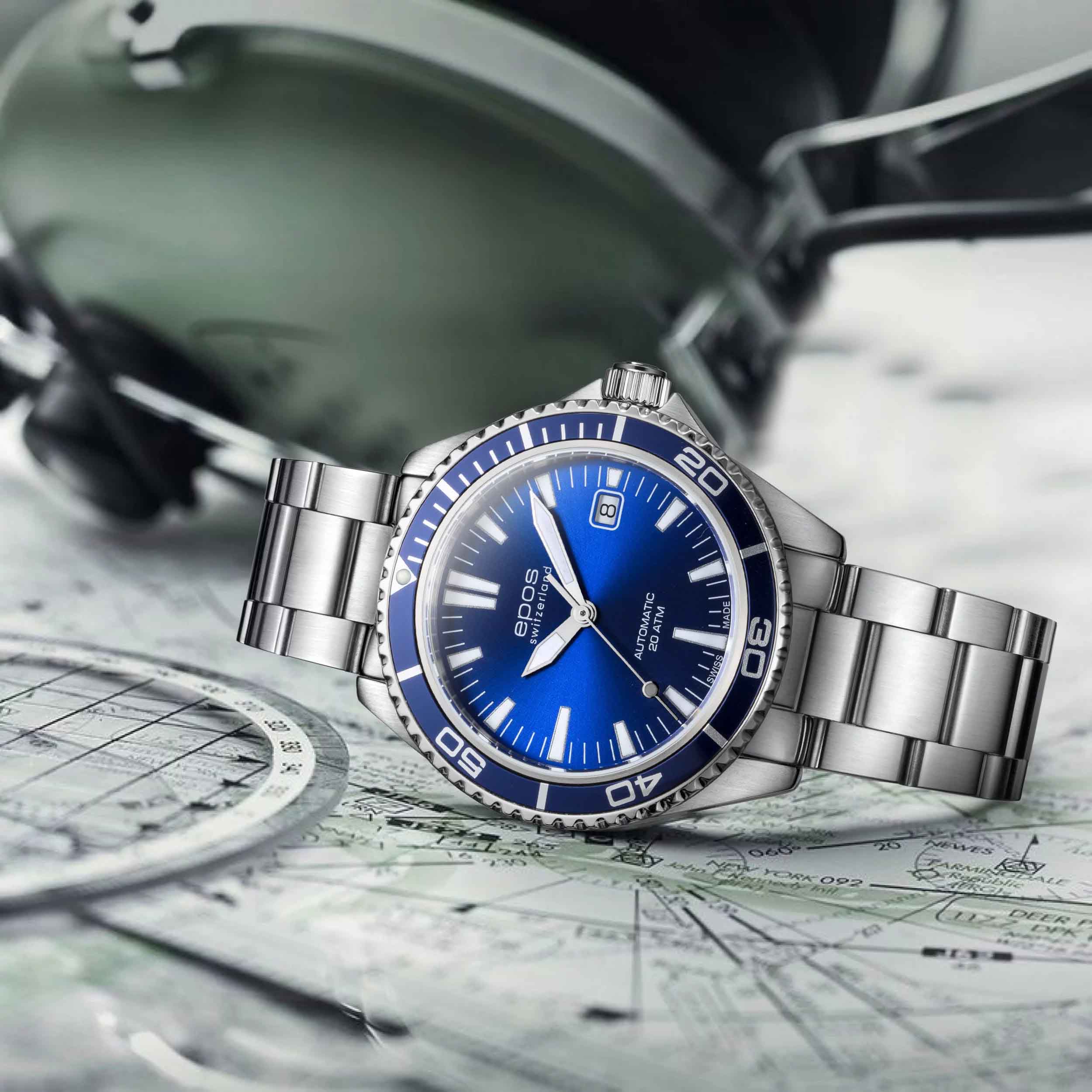 Epos Epos Diver 3438.131.96.16.30 - наручные мужские часы наручные часы в перспективе синий циферблат