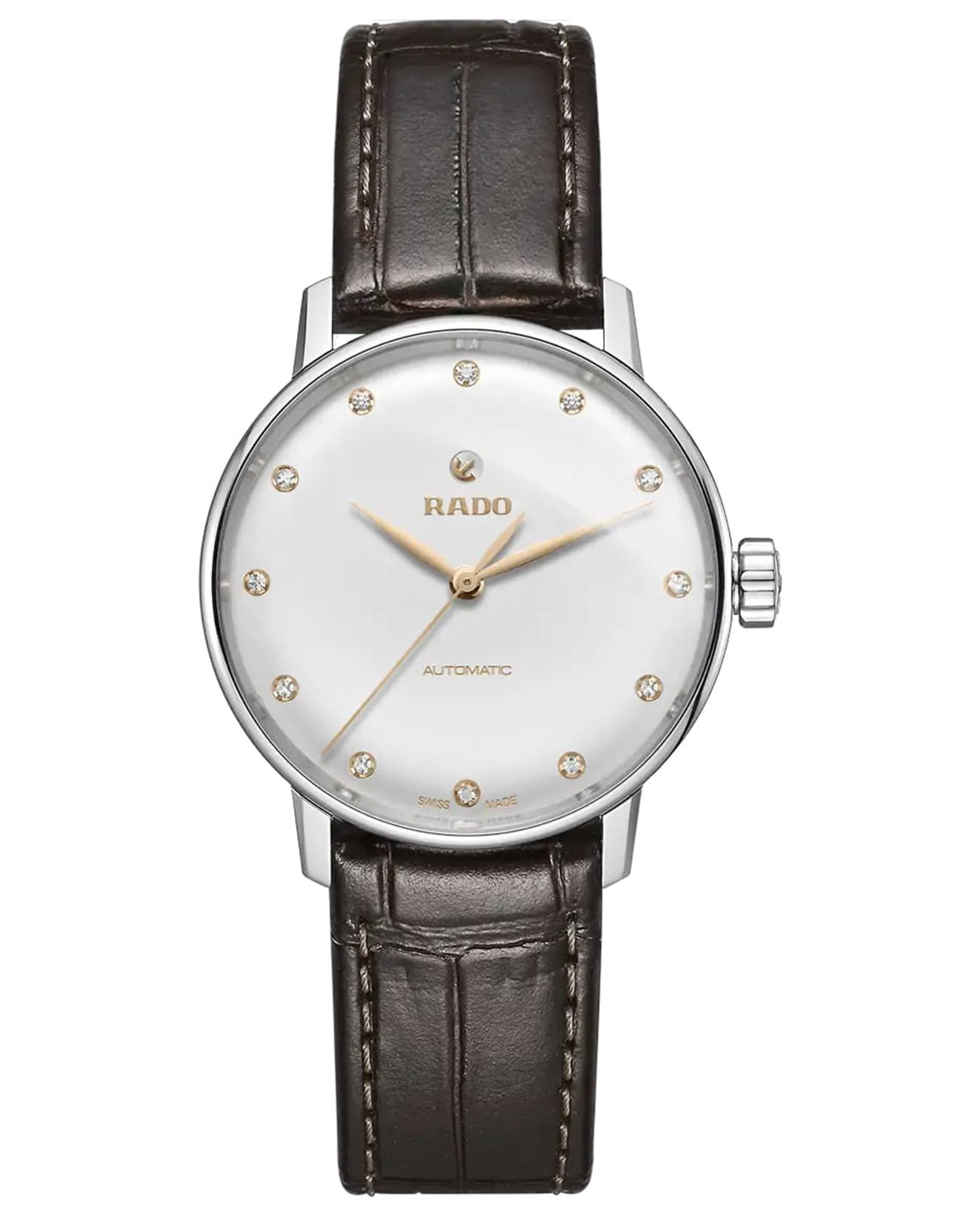 Rado Rado Coupole Classic Diamonds R22862745 Classic R22862745 кварцевые женские часы белый циферблат, браслет кожаный — вид спереди