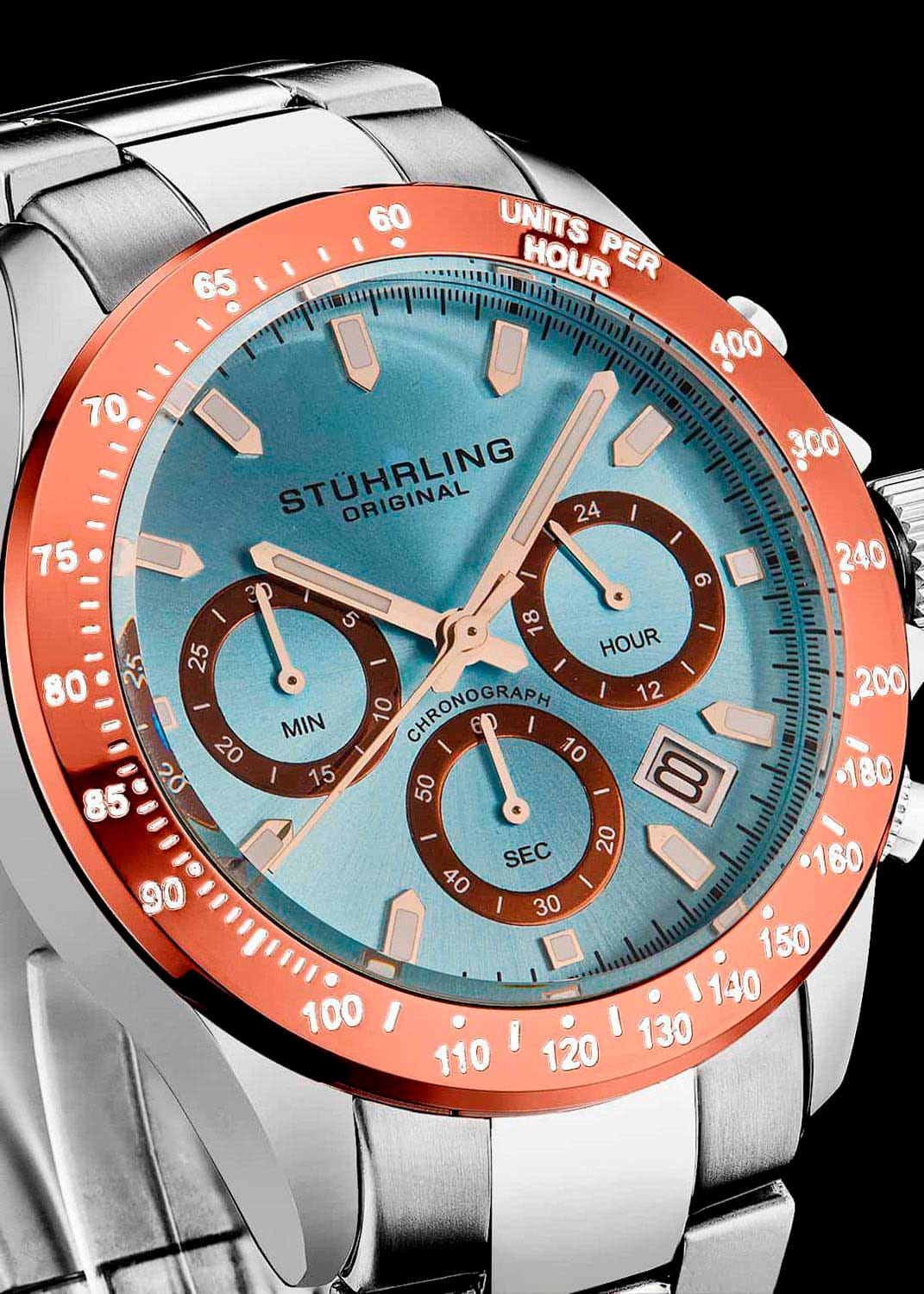 Stuhrling Stuhrling Monaco 3960.7,  сша мужские часы на браслете нержавеющая сталь боковой вид